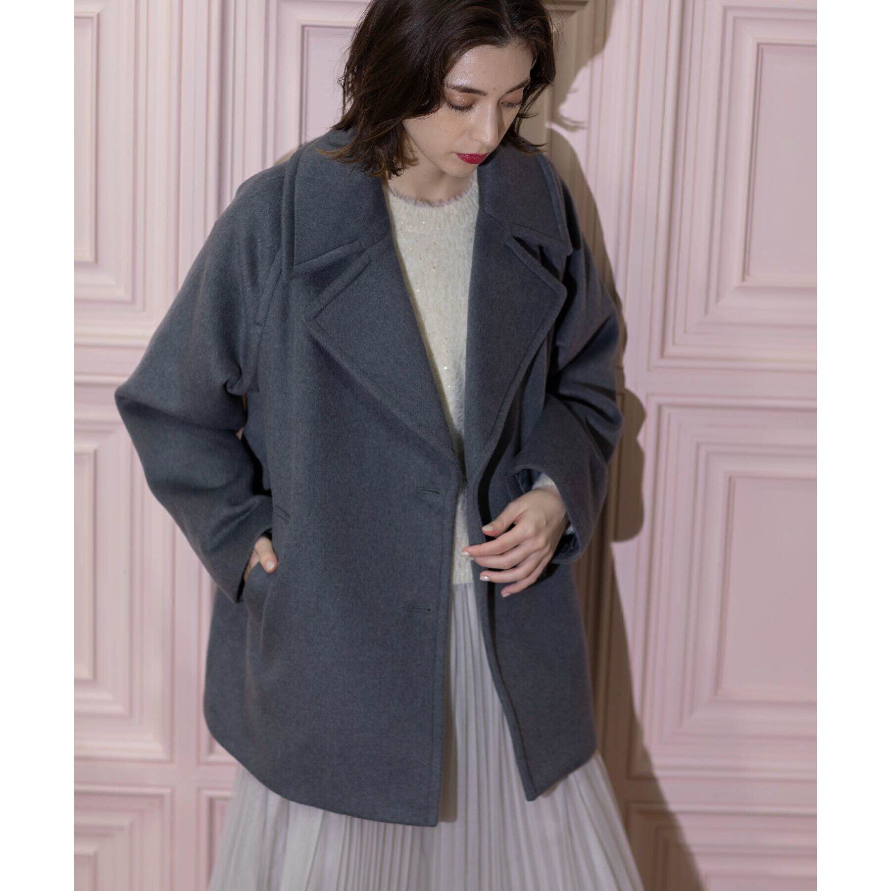 OPAQUE.CLIP「《S-LLsize》ウールカシミヤブレンド ミドルピーコート」|ピーコート|