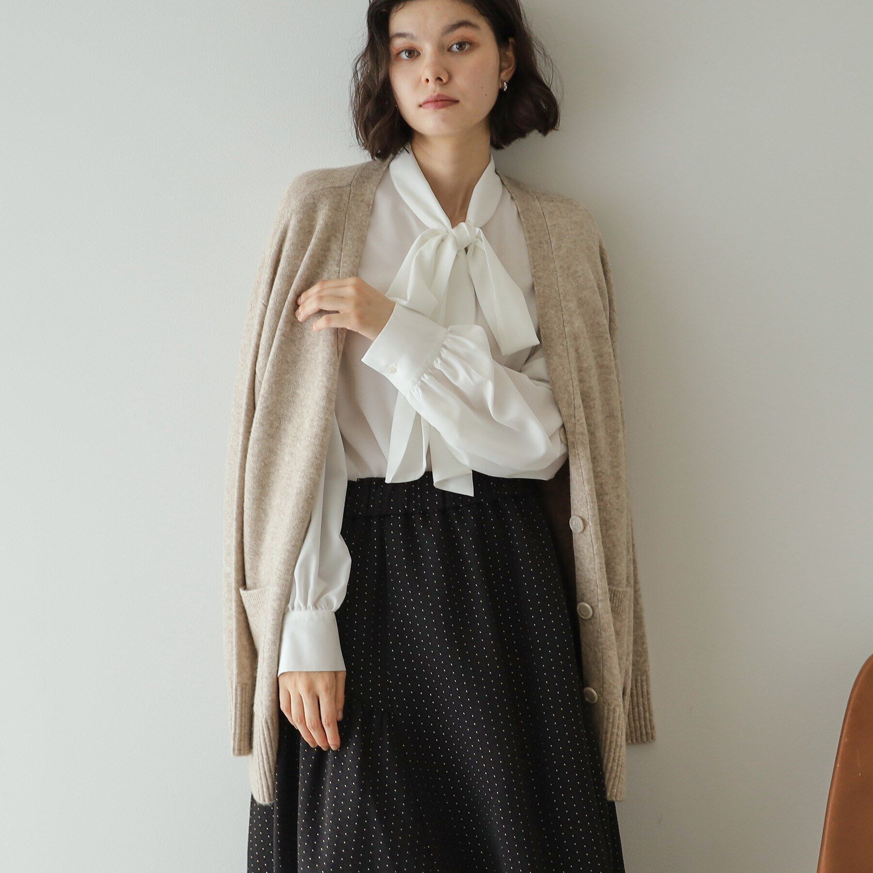 OPAQUE.CLIP「アンゴラ混リラクシーVネックニットカーディガン【洗濯機洗い可】」|カーディガン|