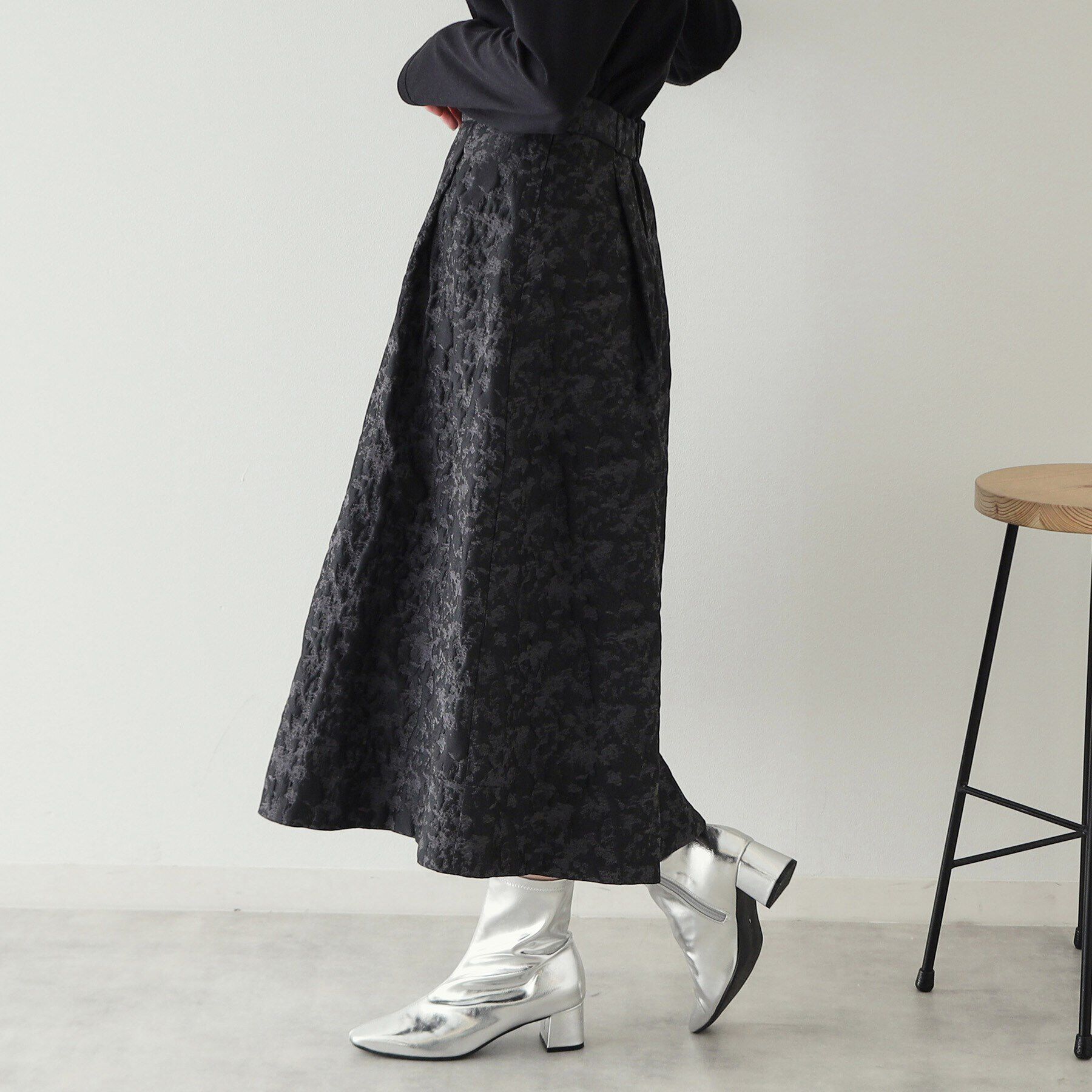 OPAQUE.CLIP「ジャカードフレアスカート【洗濯機洗い可】」|スカート|