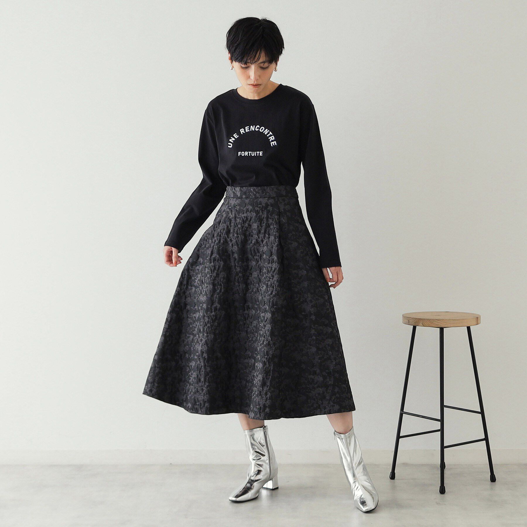 OPAQUE.CLIP「ジャカードフレアスカート【洗濯機洗い可】」|スカート|