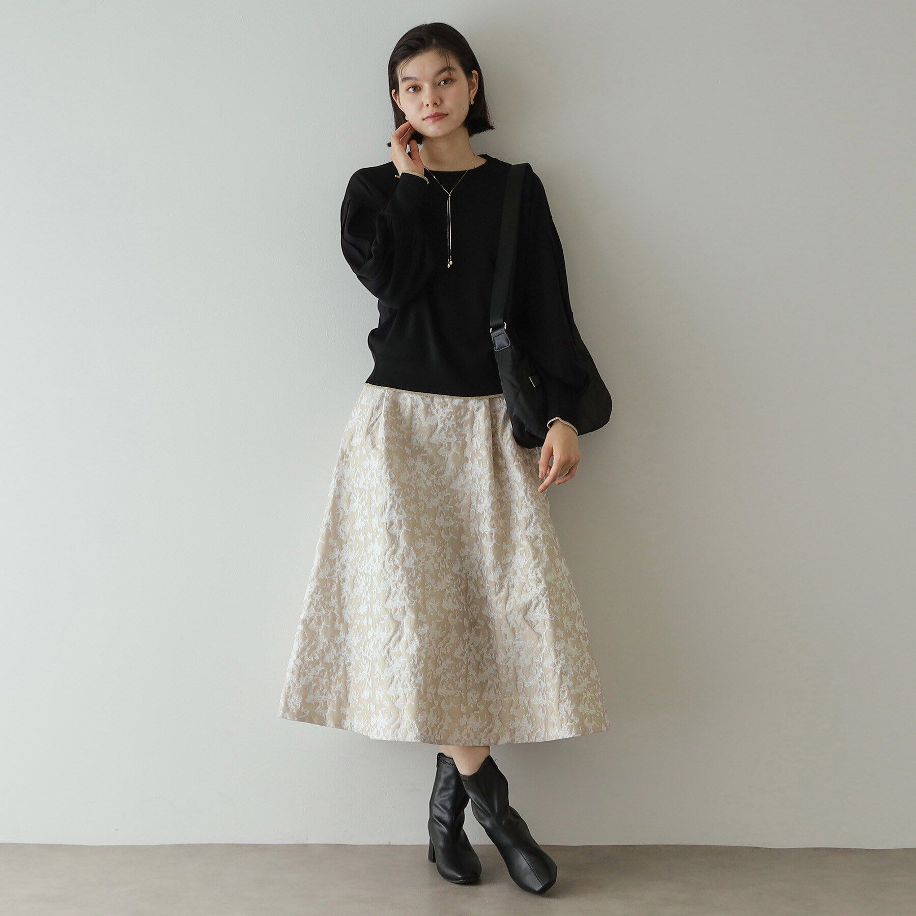 OPAQUE.CLIP「ジャカードフレアスカート【洗濯機洗い可】」|スカート|