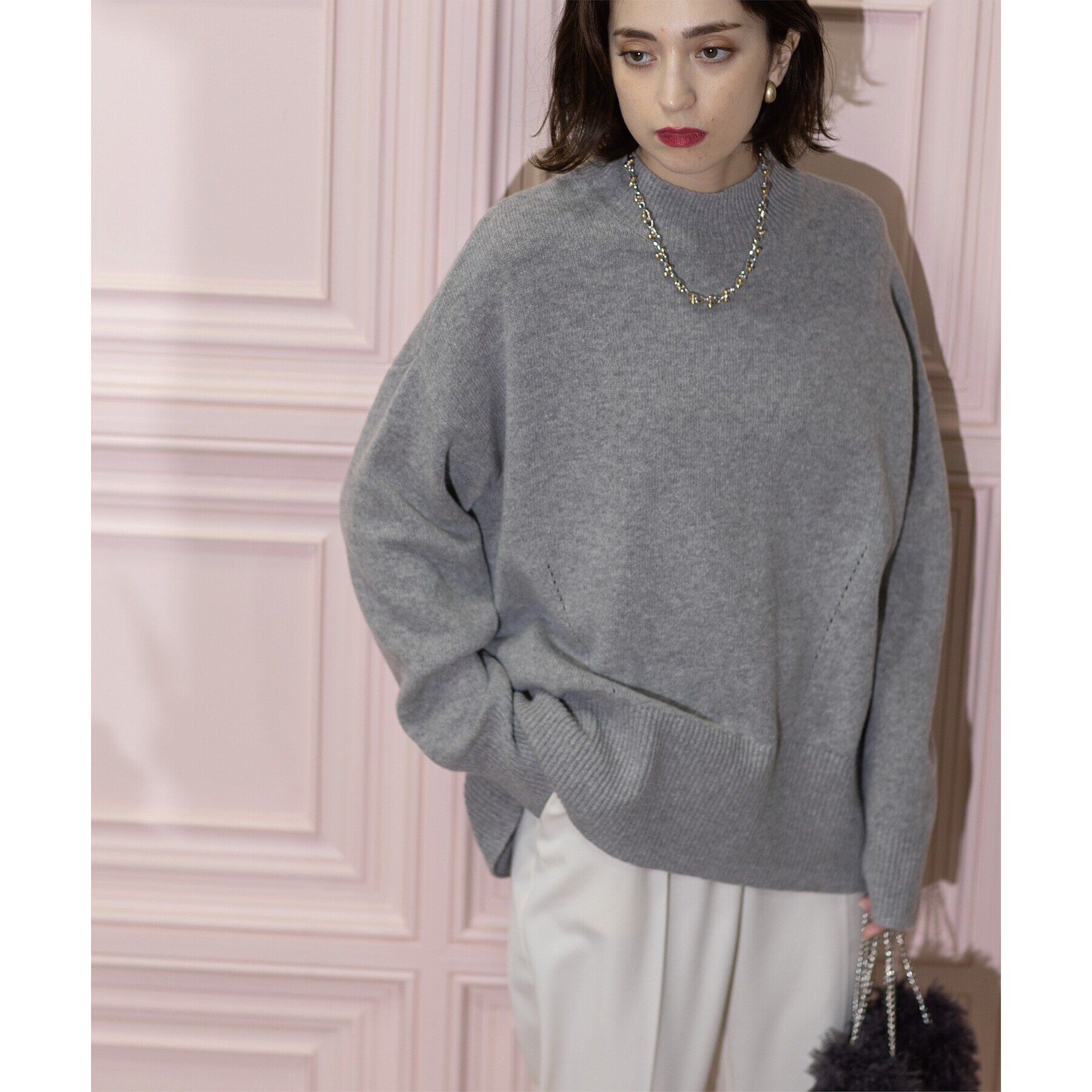 OPAQUE.CLIP「ミドルゲージハイネックニット／FILIVIVI・フィルビビ【洗える】」|ニット・セーター|