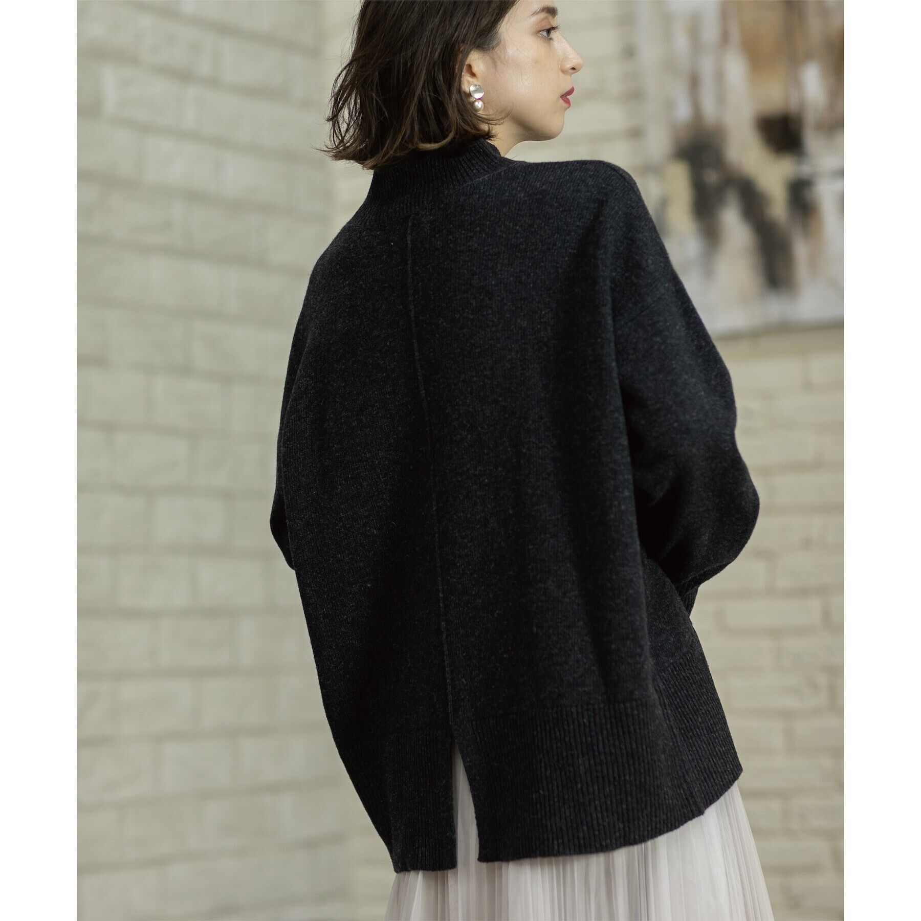 OPAQUE.CLIP「ミドルゲージハイネックニット／FILIVIVI・フィルビビ【洗える】」|ニット・セーター|