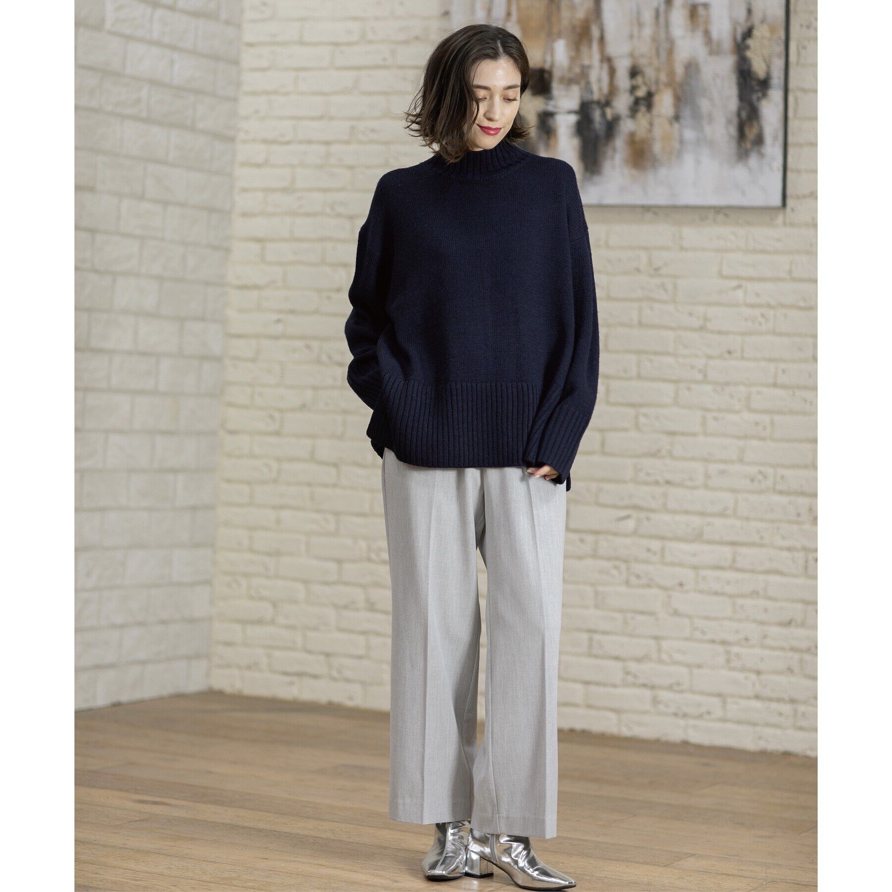 OPAQUE.CLIP「《SS-LLsize》着丈が選べる！裏起毛ストレッチイージーワイドパンツ【蓄熱素材/洗濯機洗い可】」|その他|