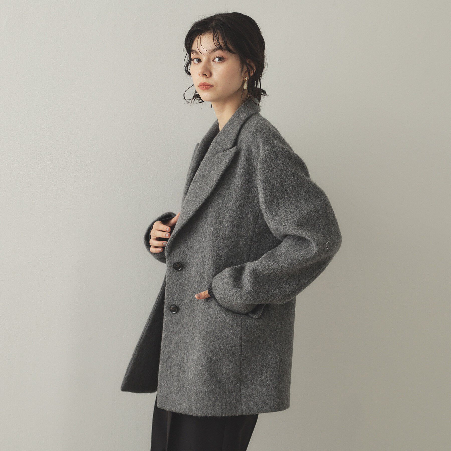 OPAQUE.CLIP「《Oggi掲載》シャギーウール混 テーラードコート」|チェスターコート|