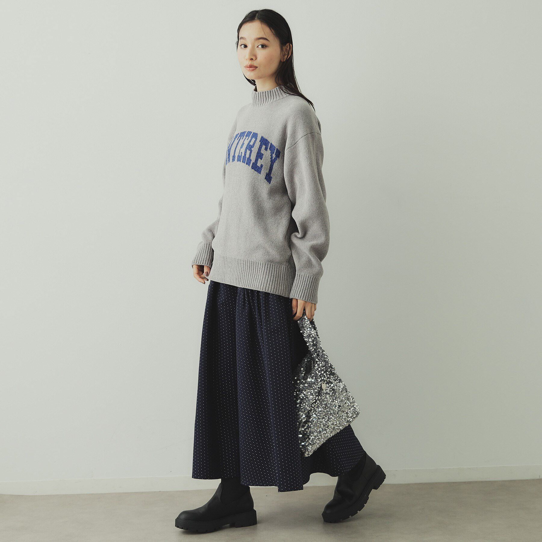 OPAQUE.CLIP「モールロゴジャカードニット【洗濯機洗い可】」|ニット・セーター|