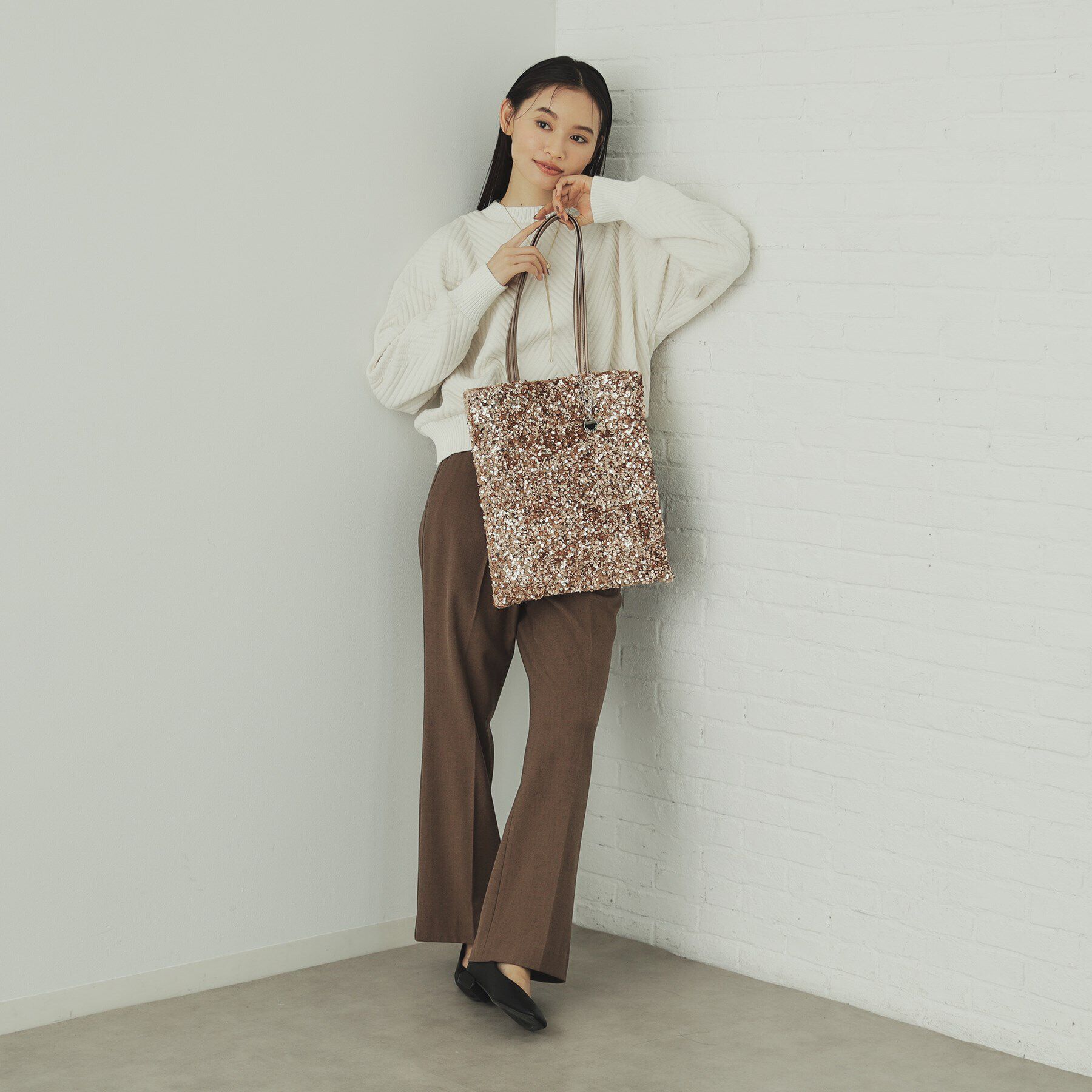 OPAQUE.CLIP「【A4サイズ対応】スパンコールコンビトートバッグ」|トートバッグ|