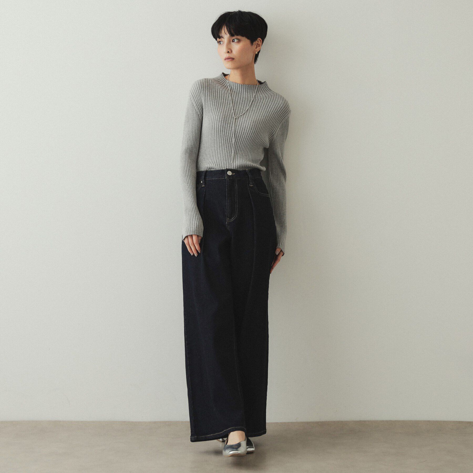 OPAQUE.CLIP「《5color/S-LLsize》もちもちハイネックリブニット【洗濯機洗い可】」|ニット・セーター|