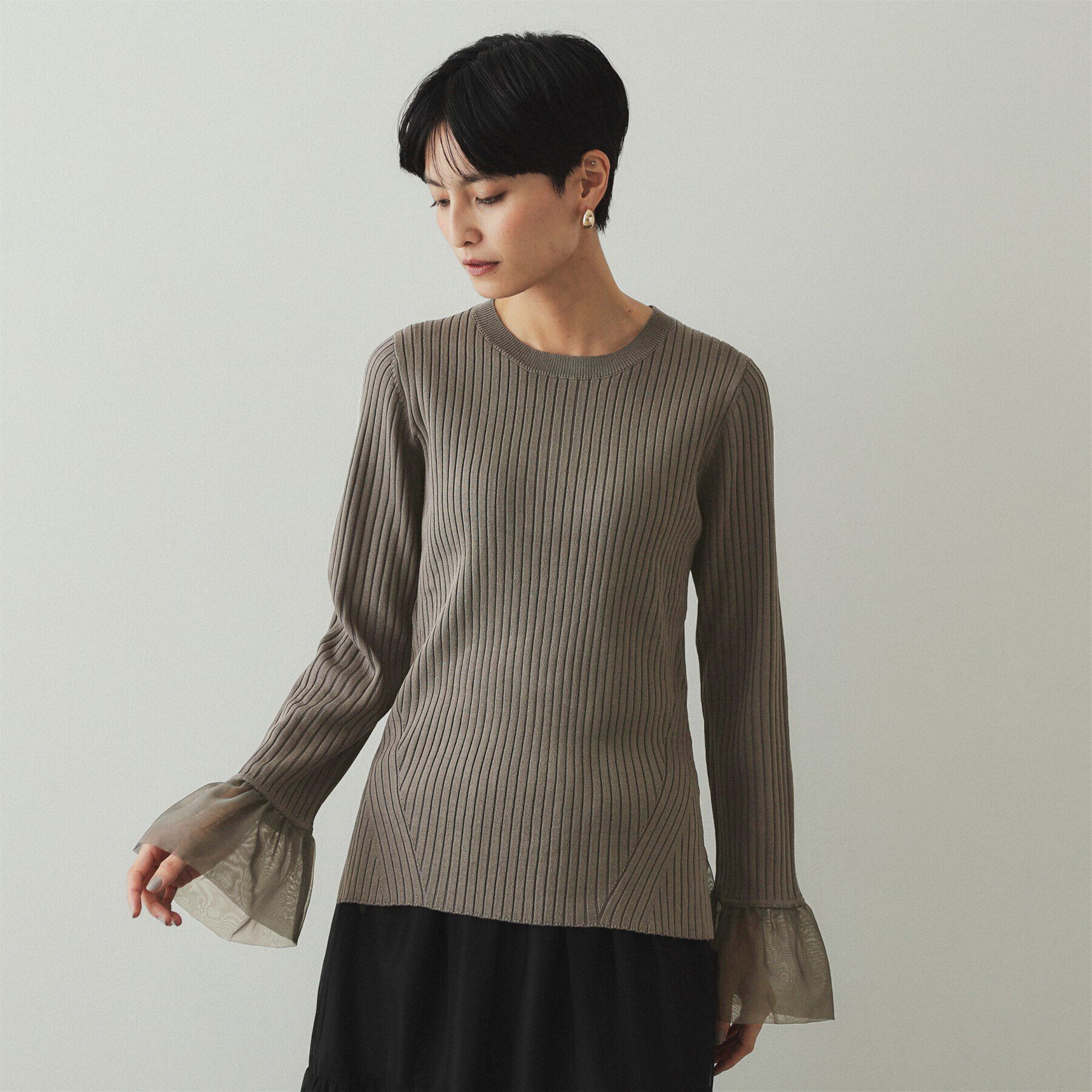 OPAQUE.CLIP「バルーンスリーブ リブニット【洗濯機洗い可】」|ニット・セーター|