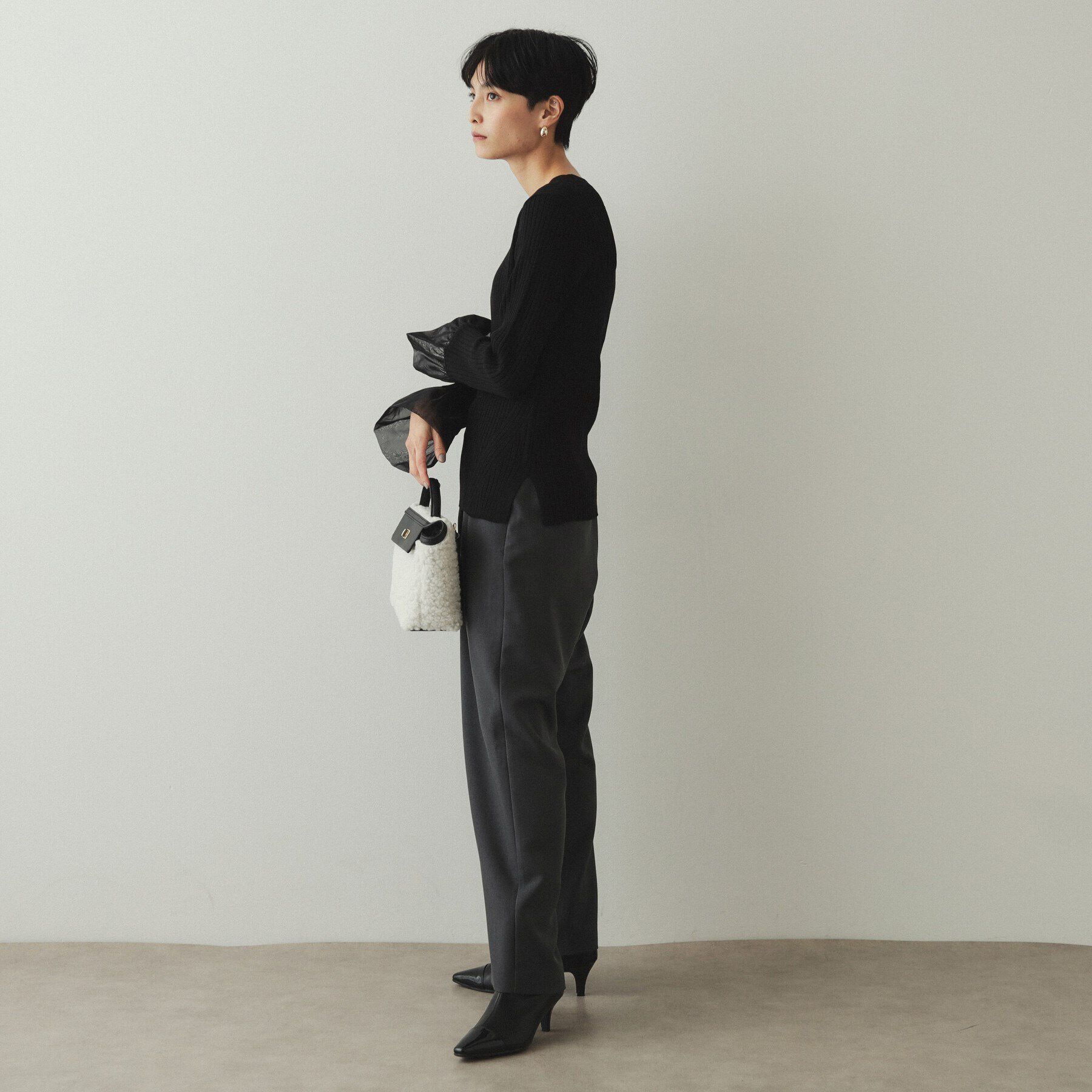 OPAQUE.CLIP「バルーンスリーブ リブニット【洗濯機洗い可】」|ニット・セーター|