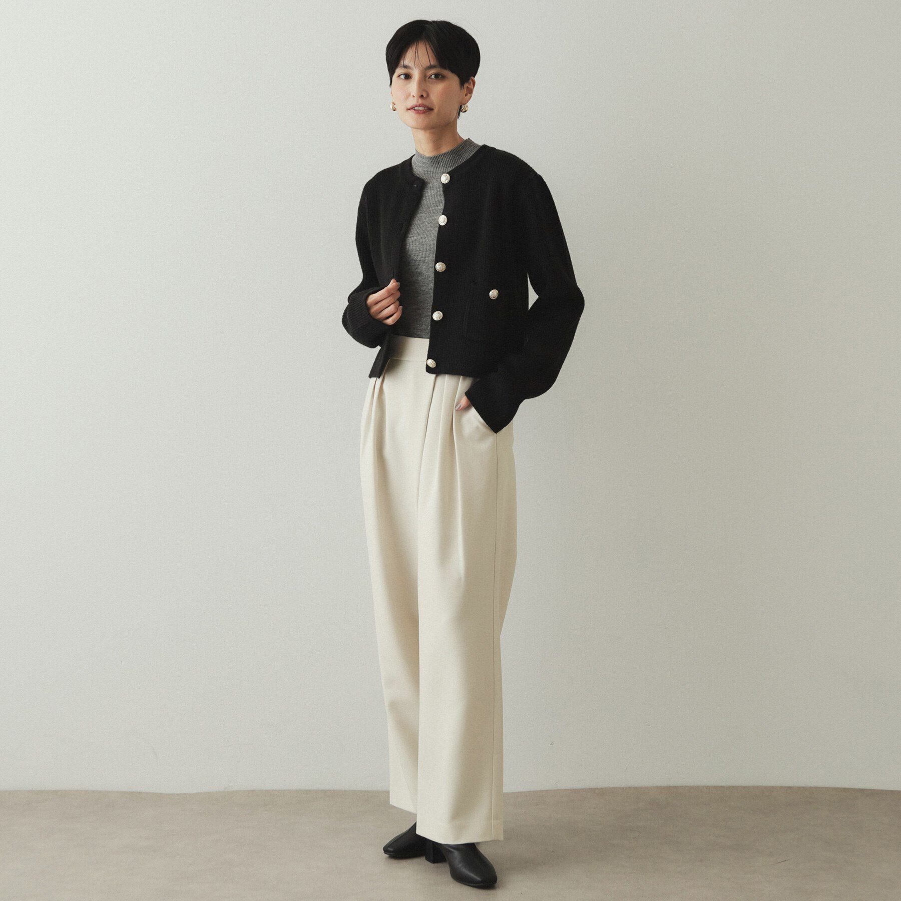 OPAQUE.CLIP「《美人百花掲載》パール調ラップ風ワイドストレートパンツ【洗濯機洗い可】」|その他|