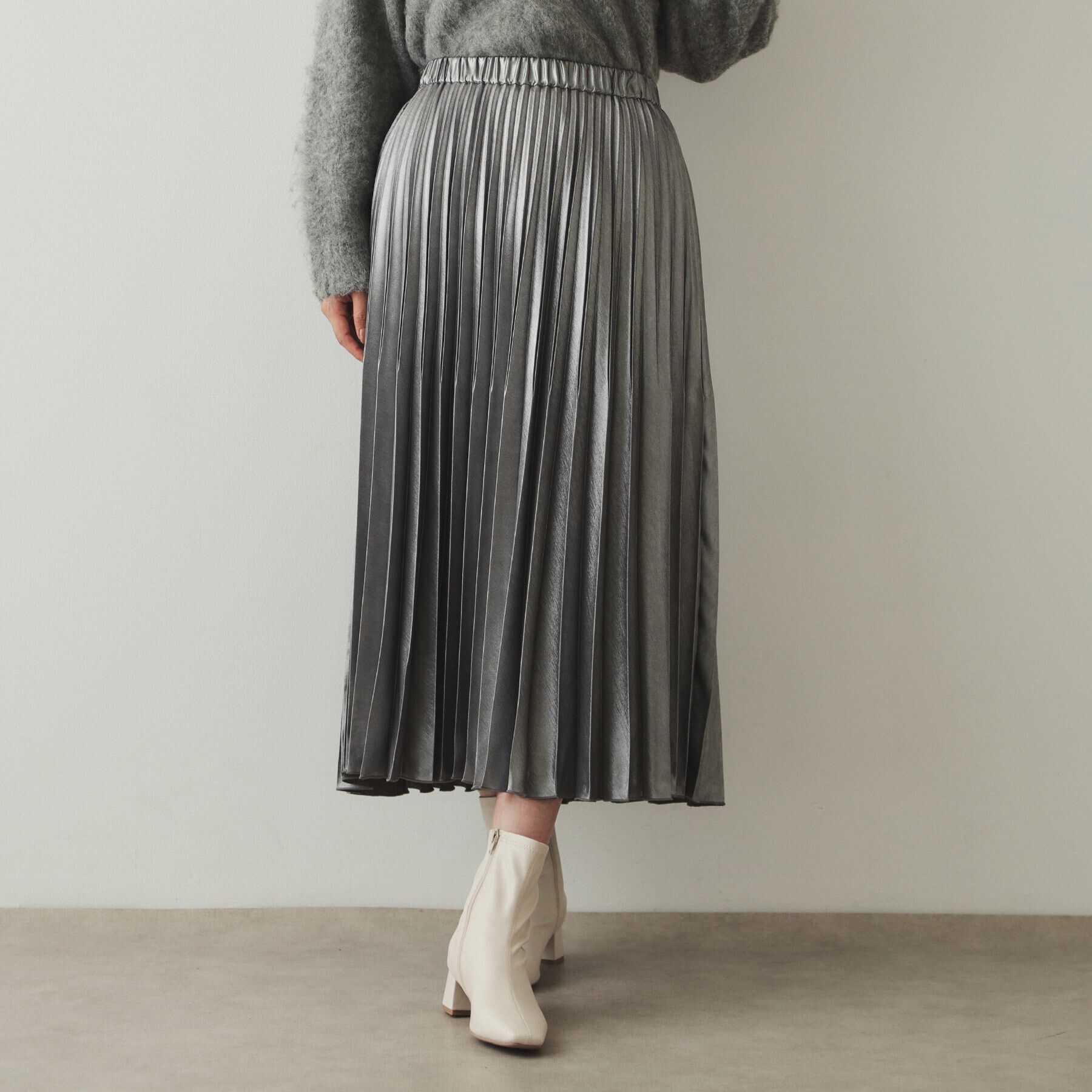 OPAQUE.CLIP「箔プリントイージープリーツスカート【洗濯機洗い可】」|スカート|