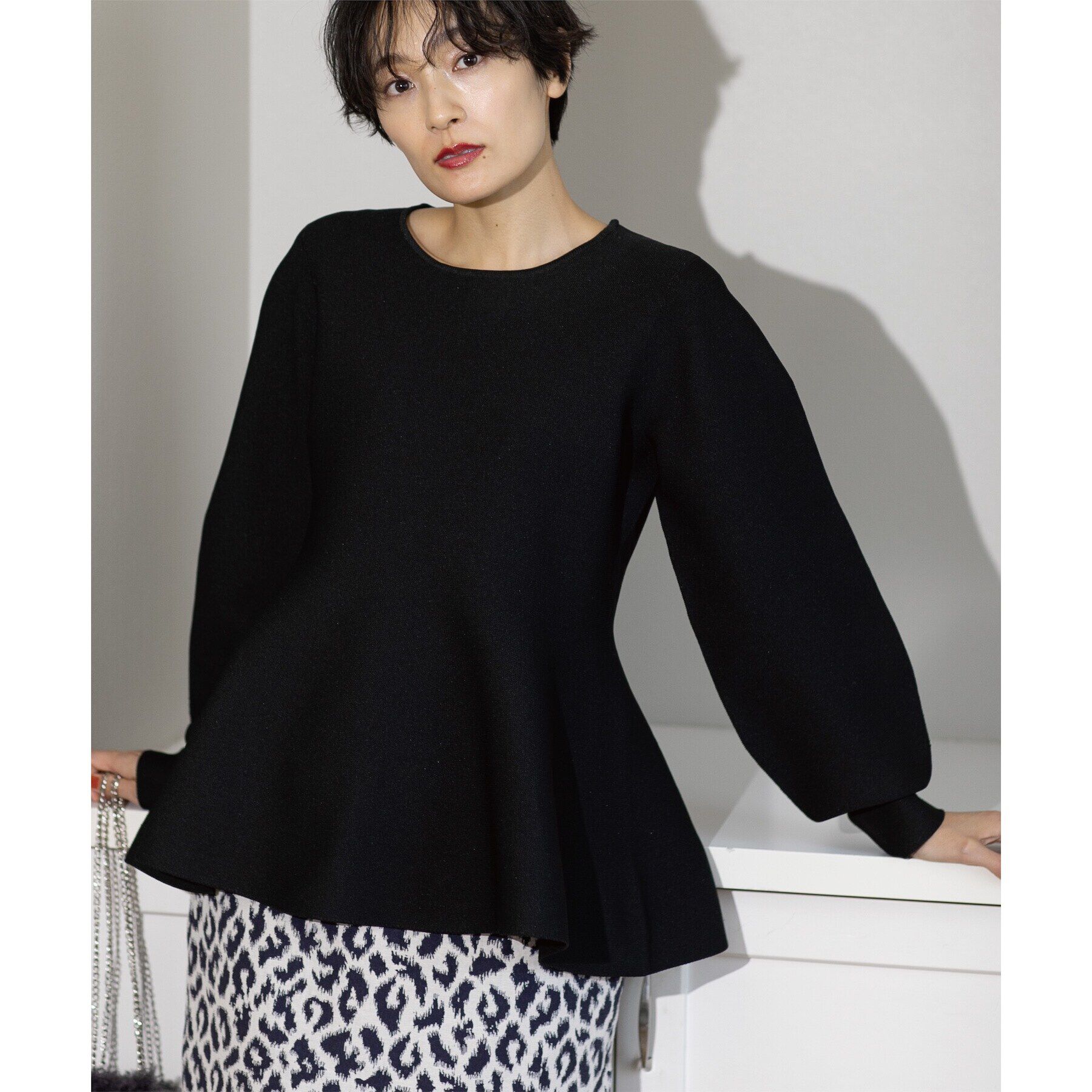 OPAQUE.CLIP「《5color》シームレスペプラムニット【洗濯機洗い可】」|ニット・セーター|