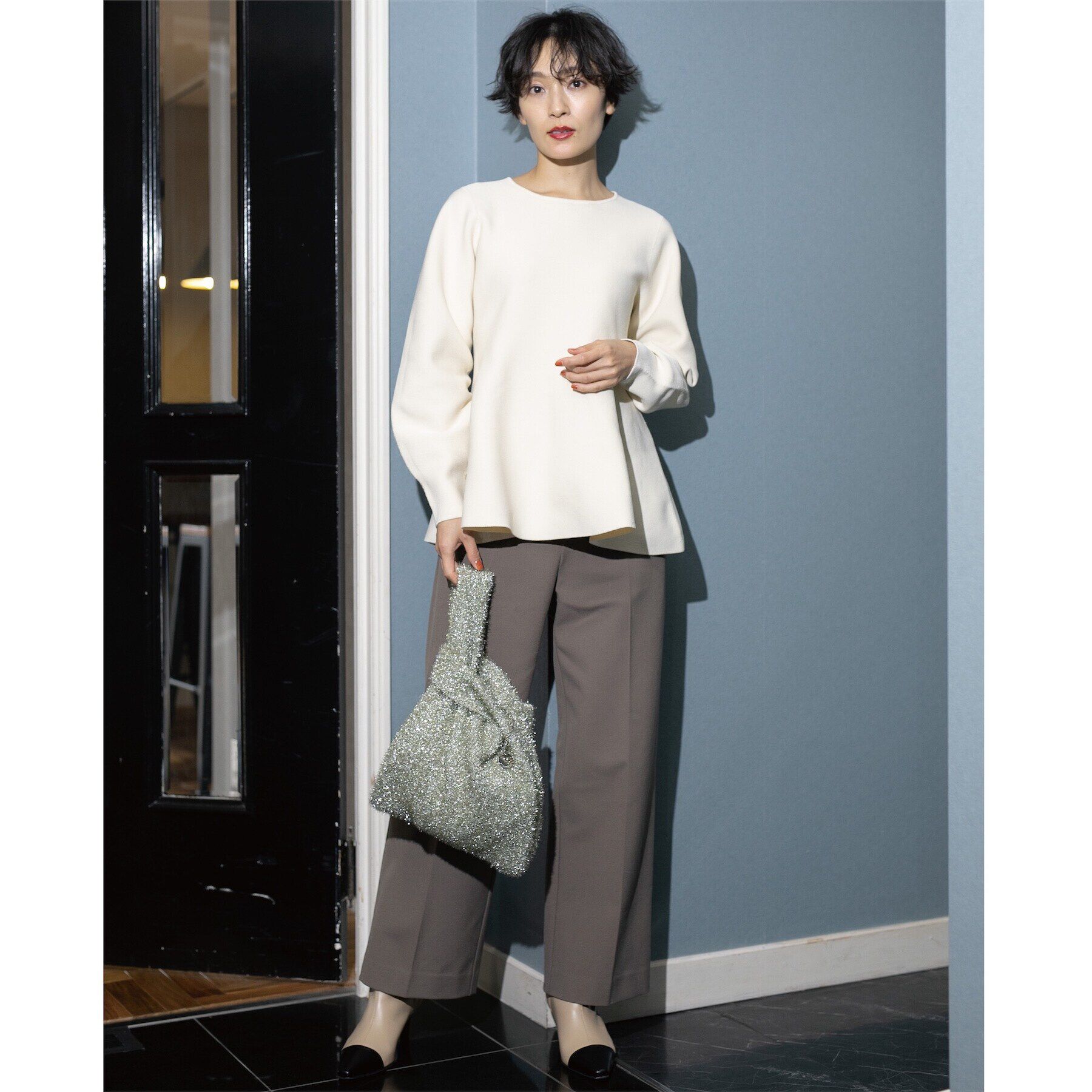 OPAQUE.CLIP「《5color》シームレスペプラムニット【洗濯機洗い可】」|ニット・セーター|