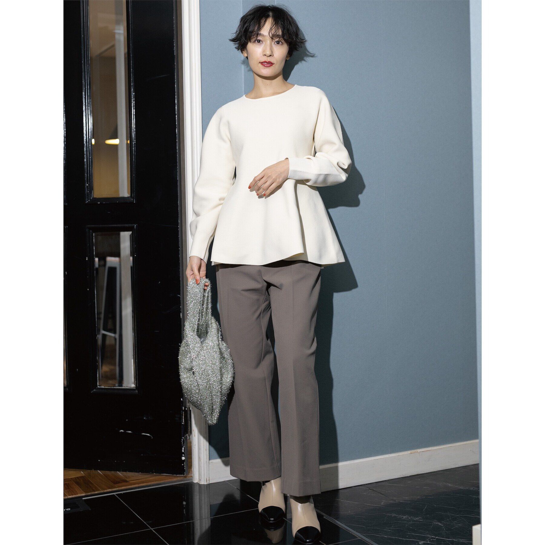 OPAQUE.CLIP「《5color》シームレスペプラムニット【洗濯機洗い可】」|ニット・セーター|