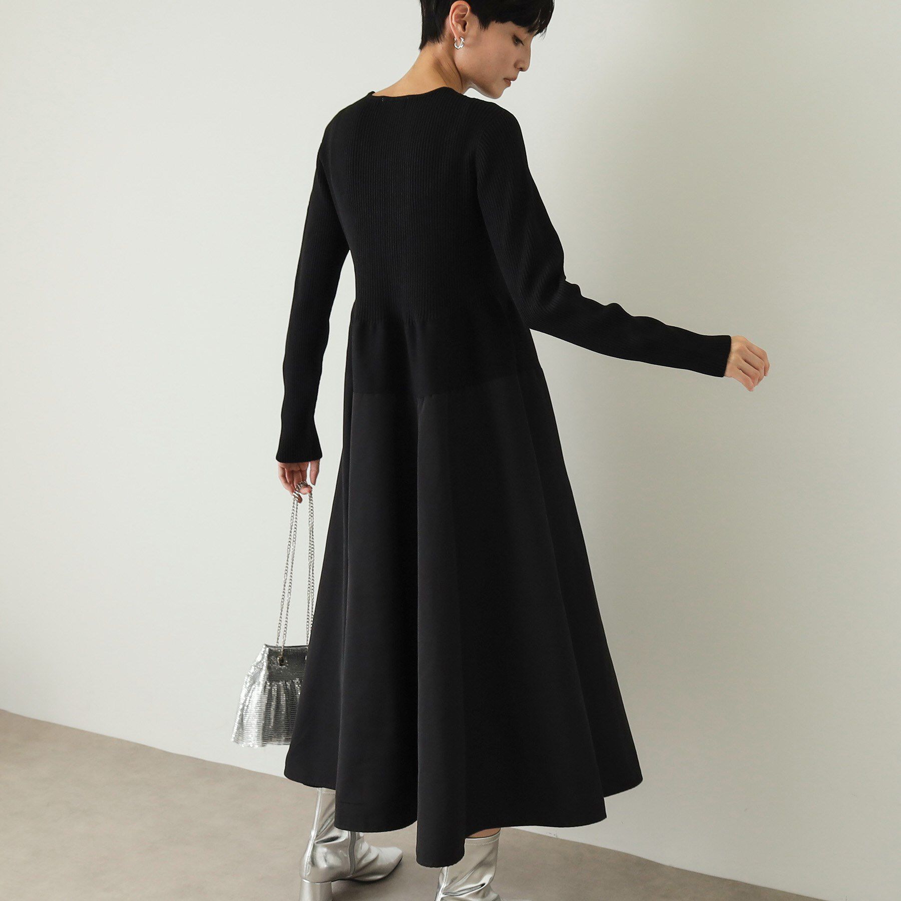 OPAQUE.CLIP「シームレスニット&times;フハクドッキングワンピース【洗濯機洗い可】」|ワンピース|