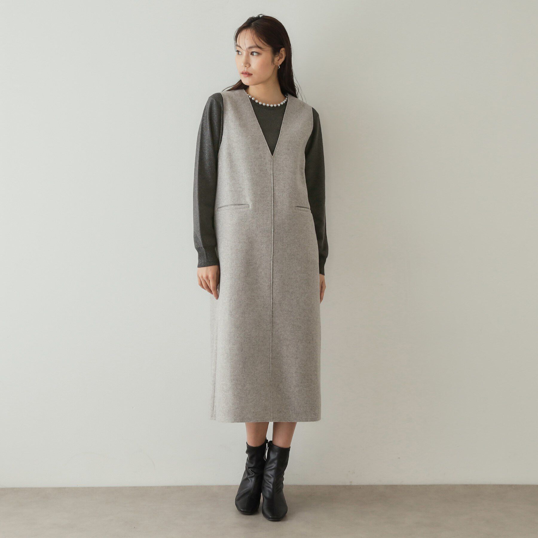 OPAQUE.CLIP「《美人百花掲載》パール調付きラメニット【洗濯機洗い可】」|ニット・セーター|