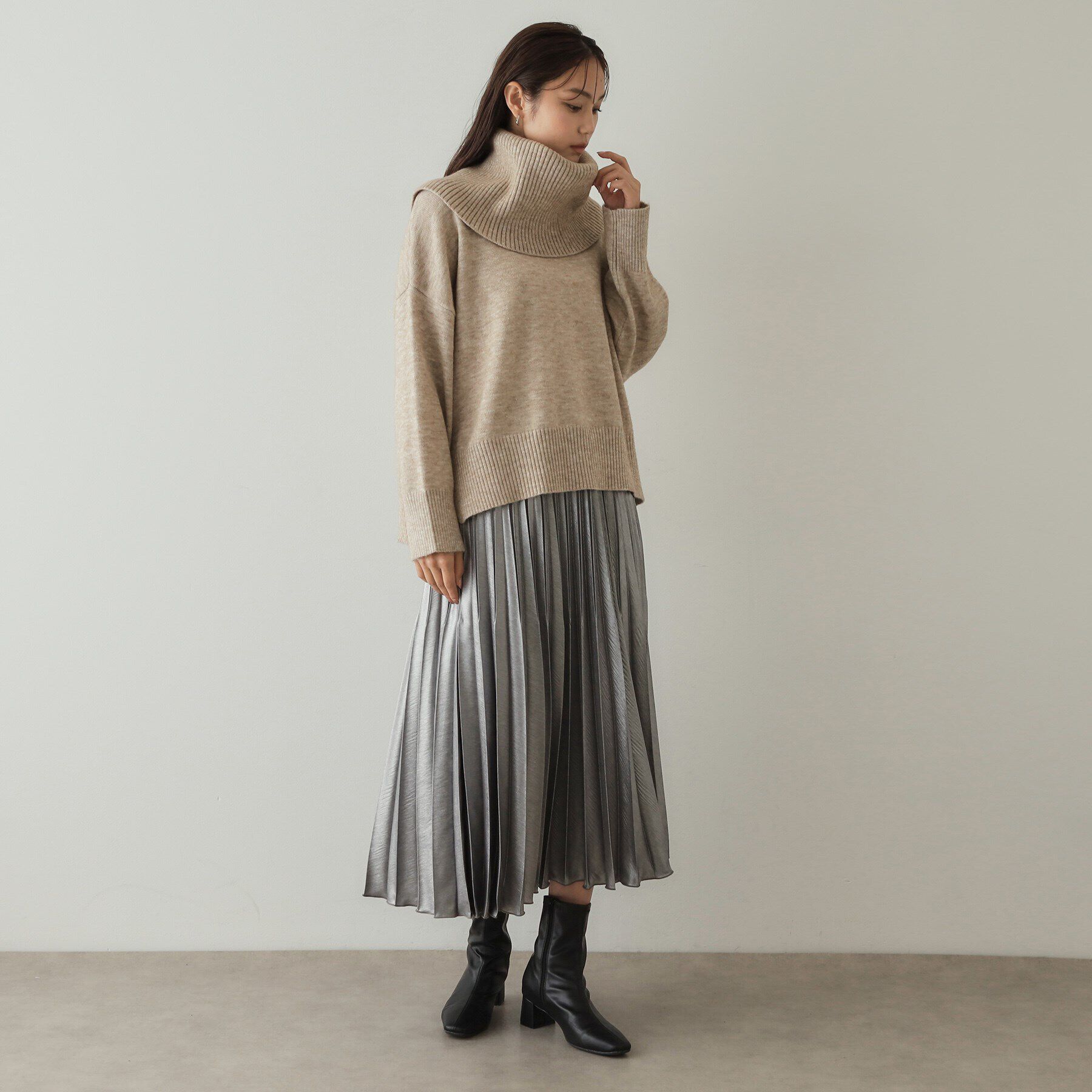 OPAQUE.CLIP「2WAYネックウォーマー付ニット【洗濯機洗い可】」|ニット・セーター|