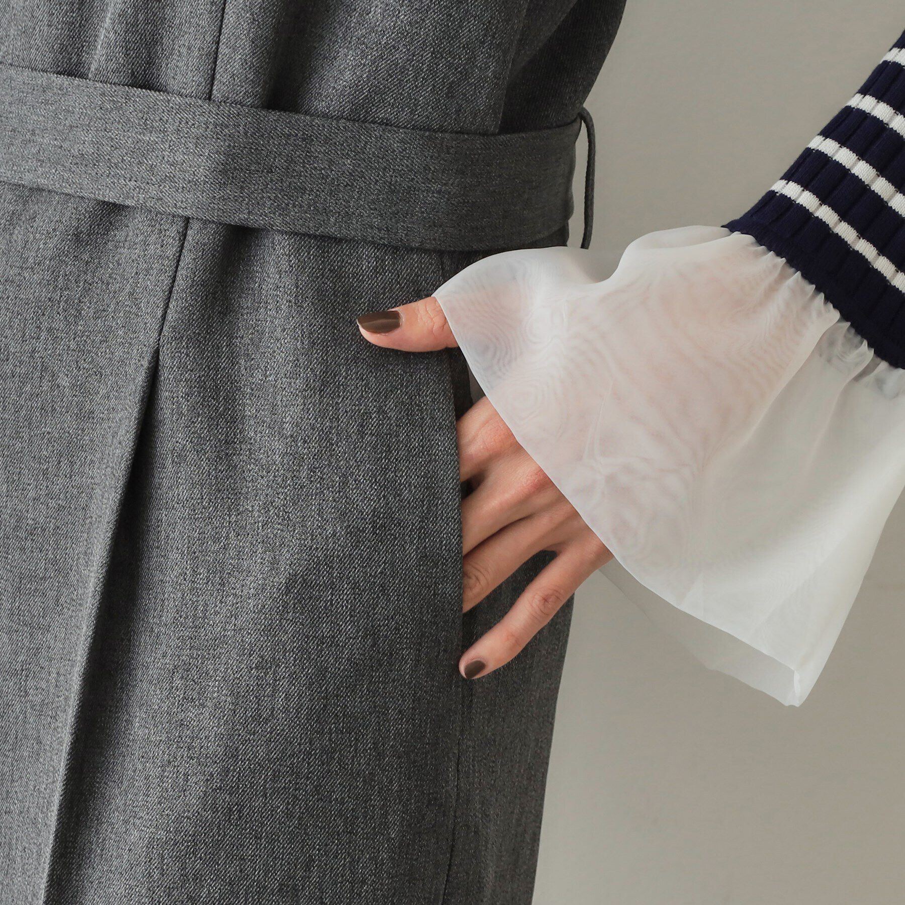 OPAQUE.CLIP「ウールライク ベルト付サロペット【洗濯機洗い可】」|オールインワン|