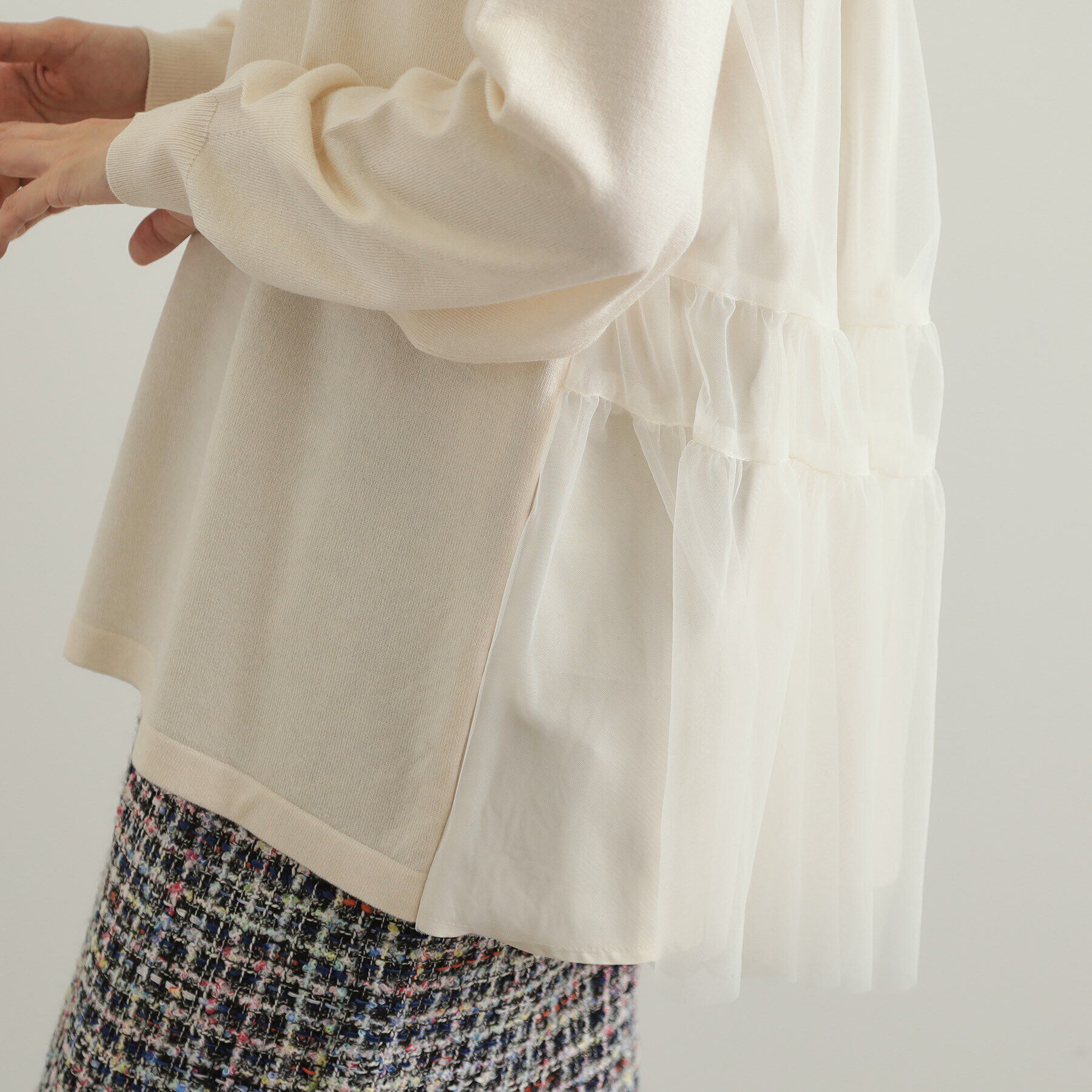 OPAQUE.CLIP「チュールドッキングティアードニット【洗濯機洗い可】」|ニット・セーター|