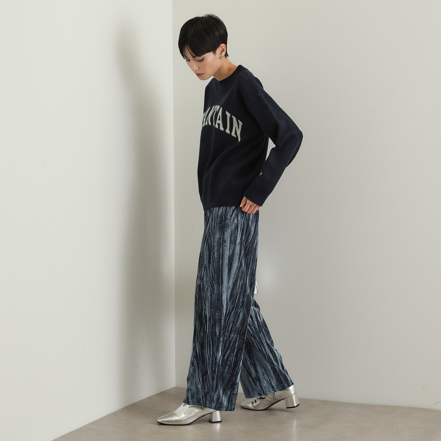 OPAQUE.CLIP「カレッジ風ロゴジャカードニット【洗濯機洗い可】」|ニット・セーター|