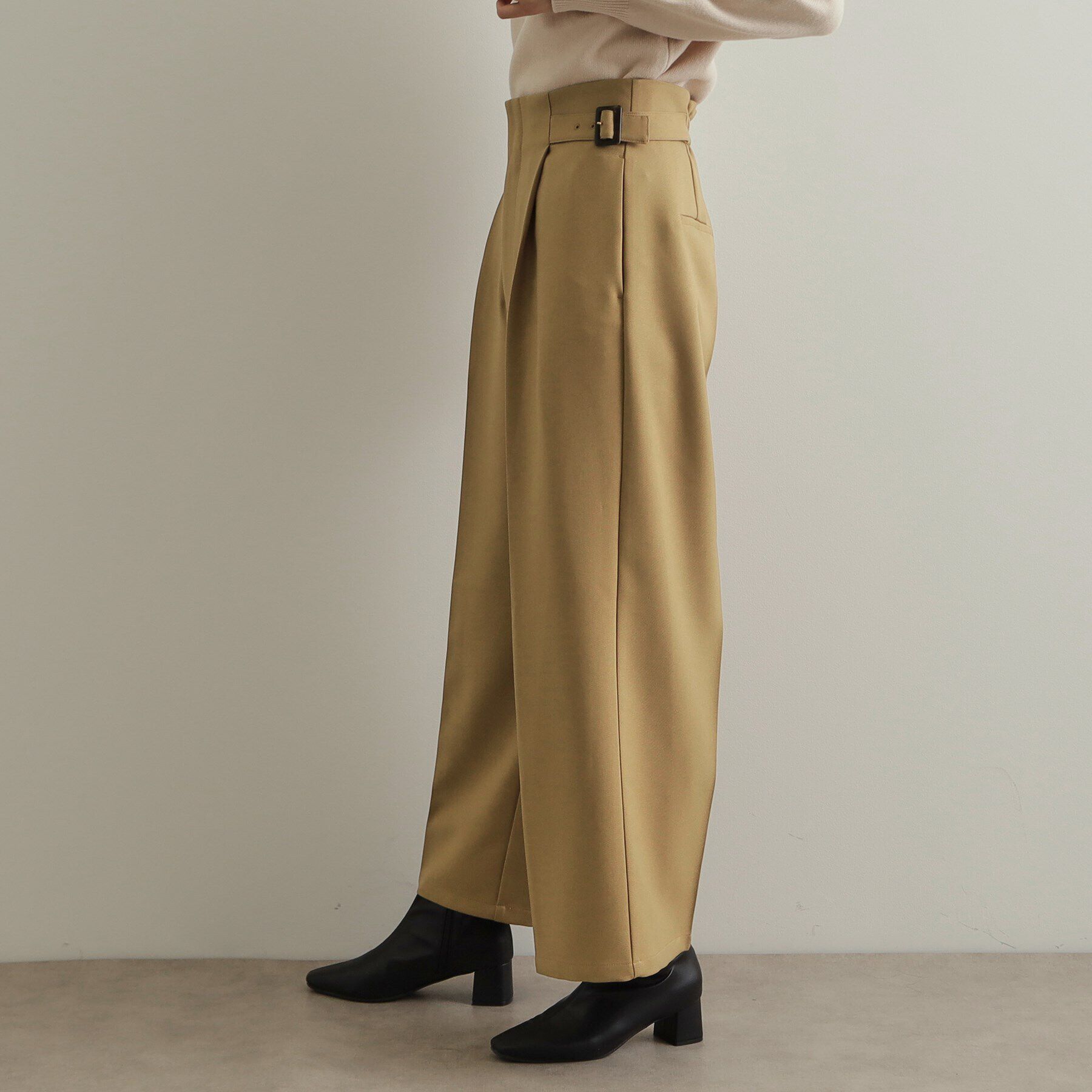 OPAQUE.CLIP「《美人百花掲載》サイドベルトワイドパンツ【洗濯機洗い可】」|その他|