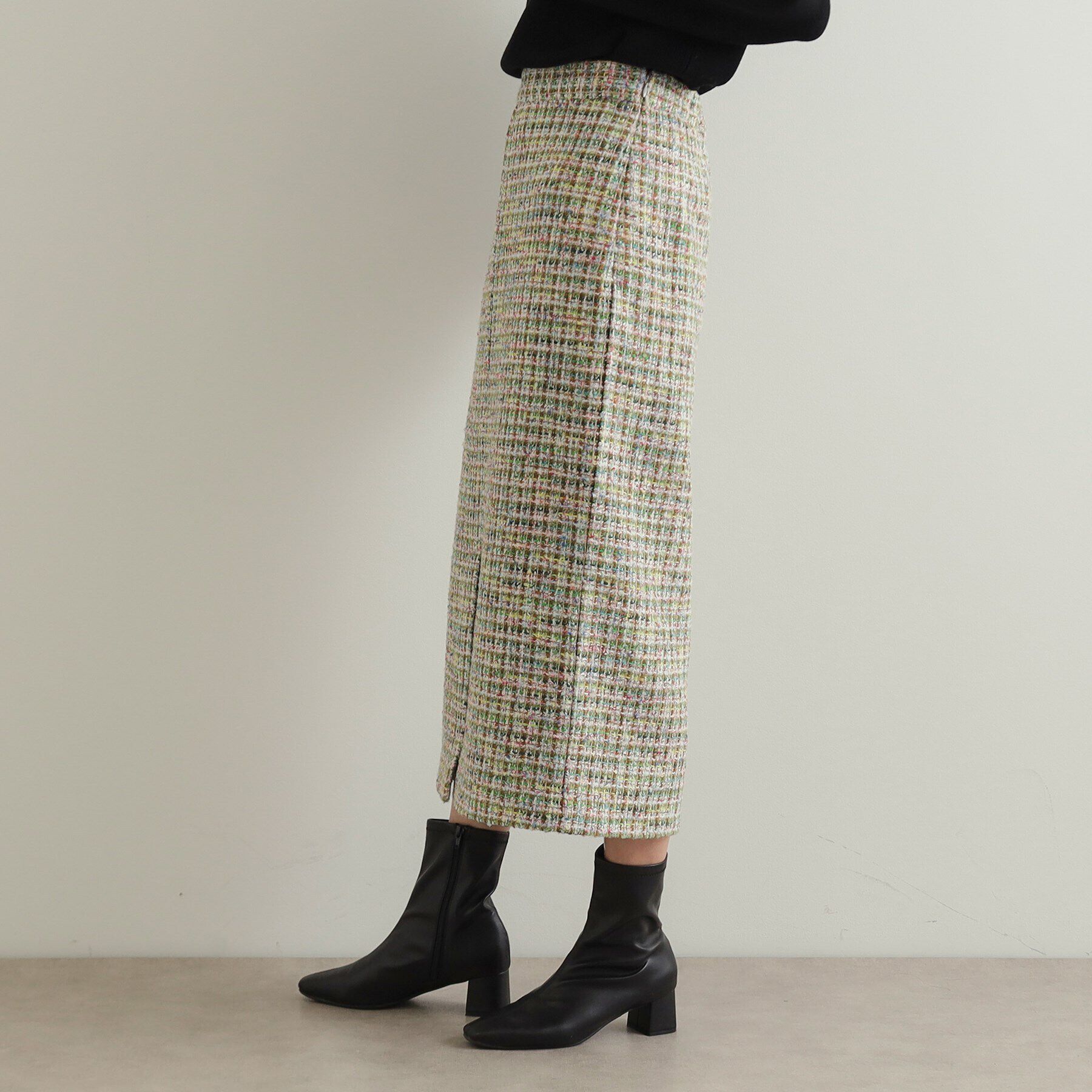 OPAQUE.CLIP「《Oggi掲載》ファンシーツイードナロースカート【洗濯機洗い可】」|スカート|