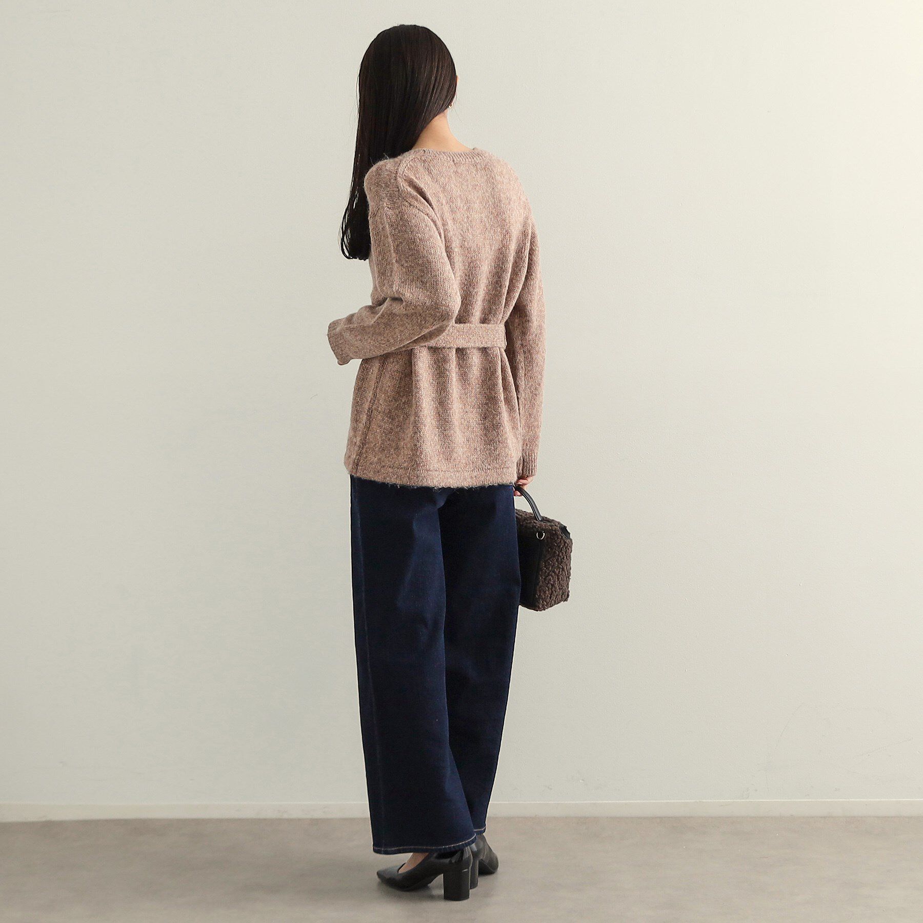 OPAQUE.CLIP「ウエストベルト付きヘアリーラメニット【洗濯機洗い可】」|ニット・セーター|