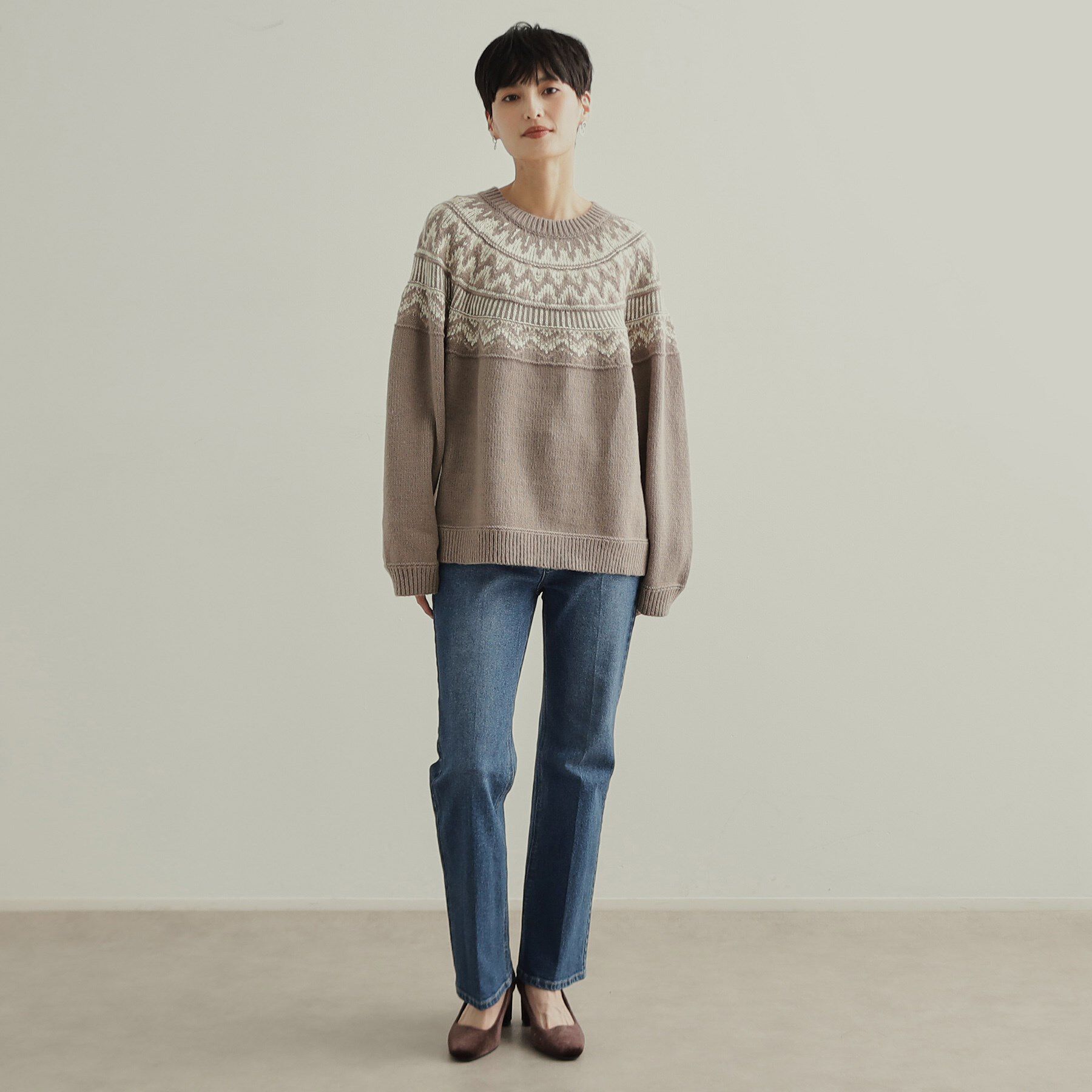 OPAQUE.CLIP「フェアアイル柄ニット【洗濯機洗い可】」|ニット・セーター|