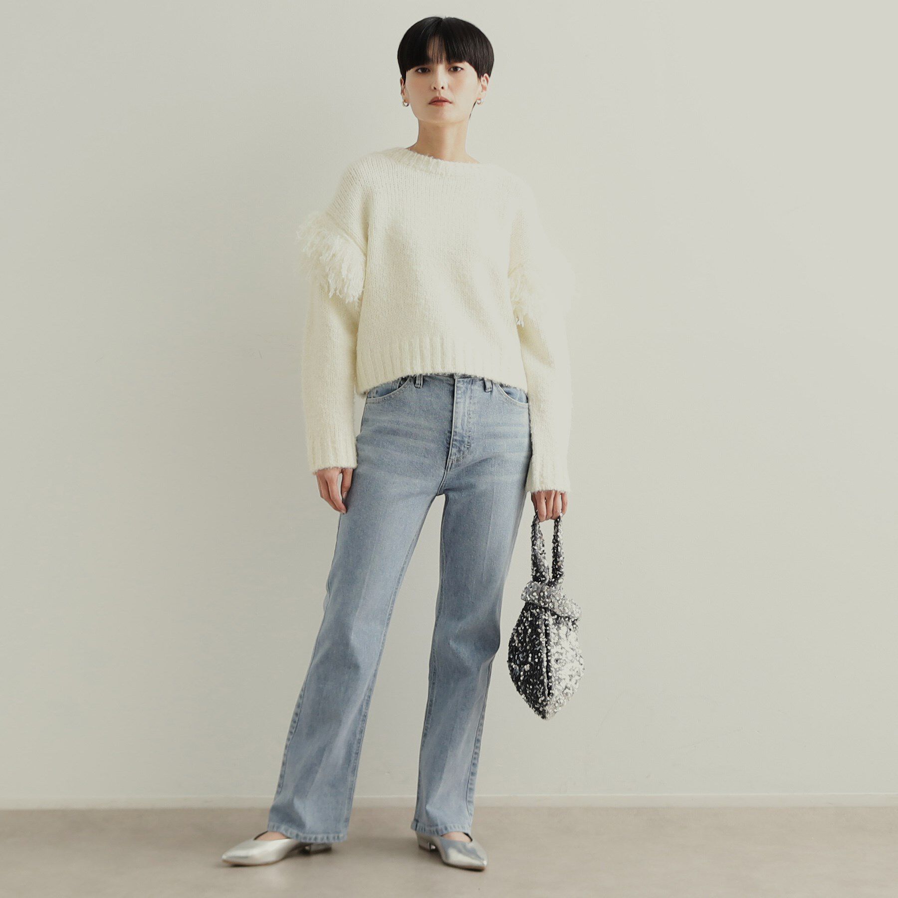 OPAQUE.CLIP「フリンジローゲージニット【洗濯機洗い可/抗ピル】」|ニット・セーター|