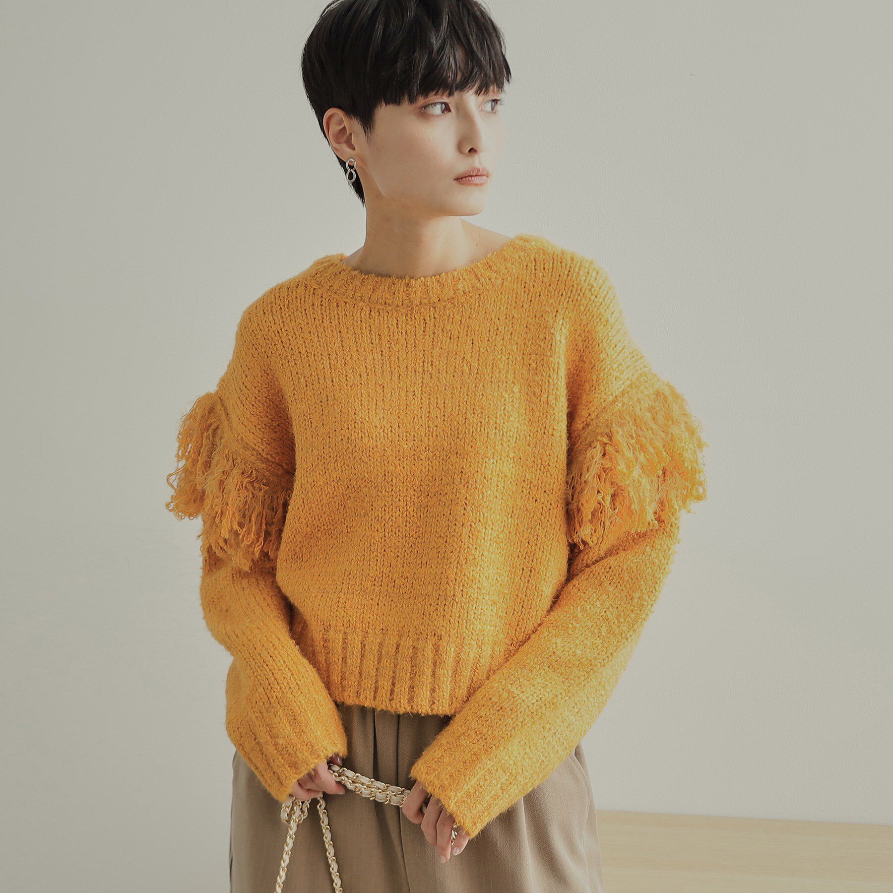 OPAQUE.CLIP「フリンジローゲージニット【洗濯機洗い可/抗ピル】」|ニット・セーター|