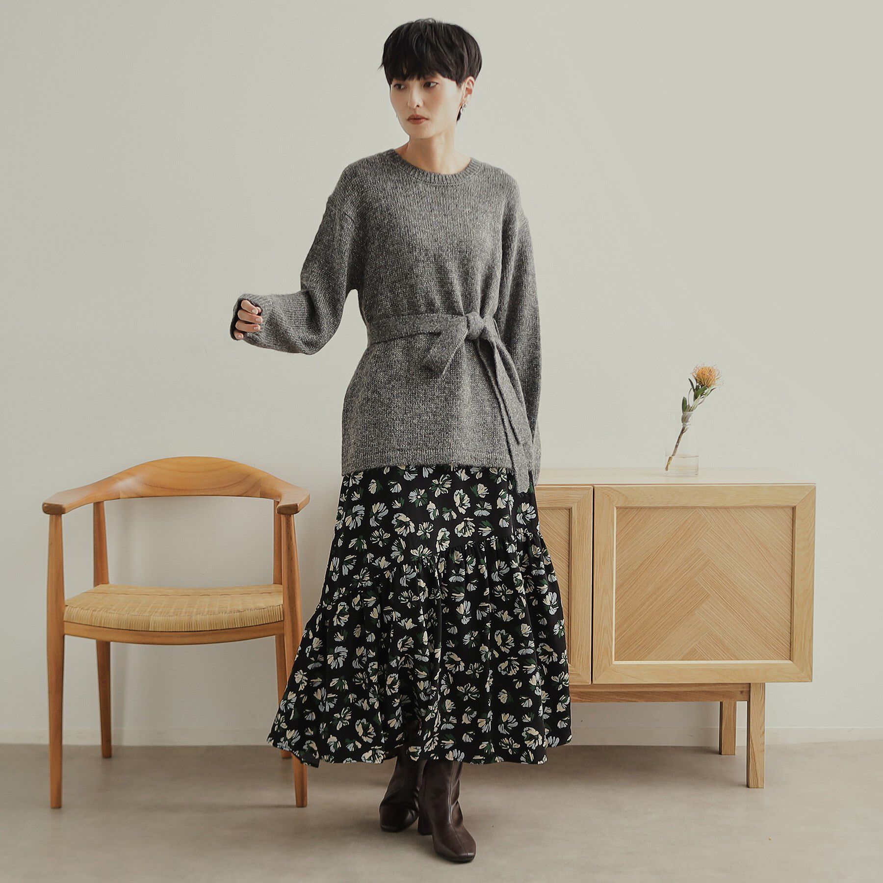 OPAQUE.CLIP「フラワープリントフレアスカート【洗濯機洗い可】」|スカート|