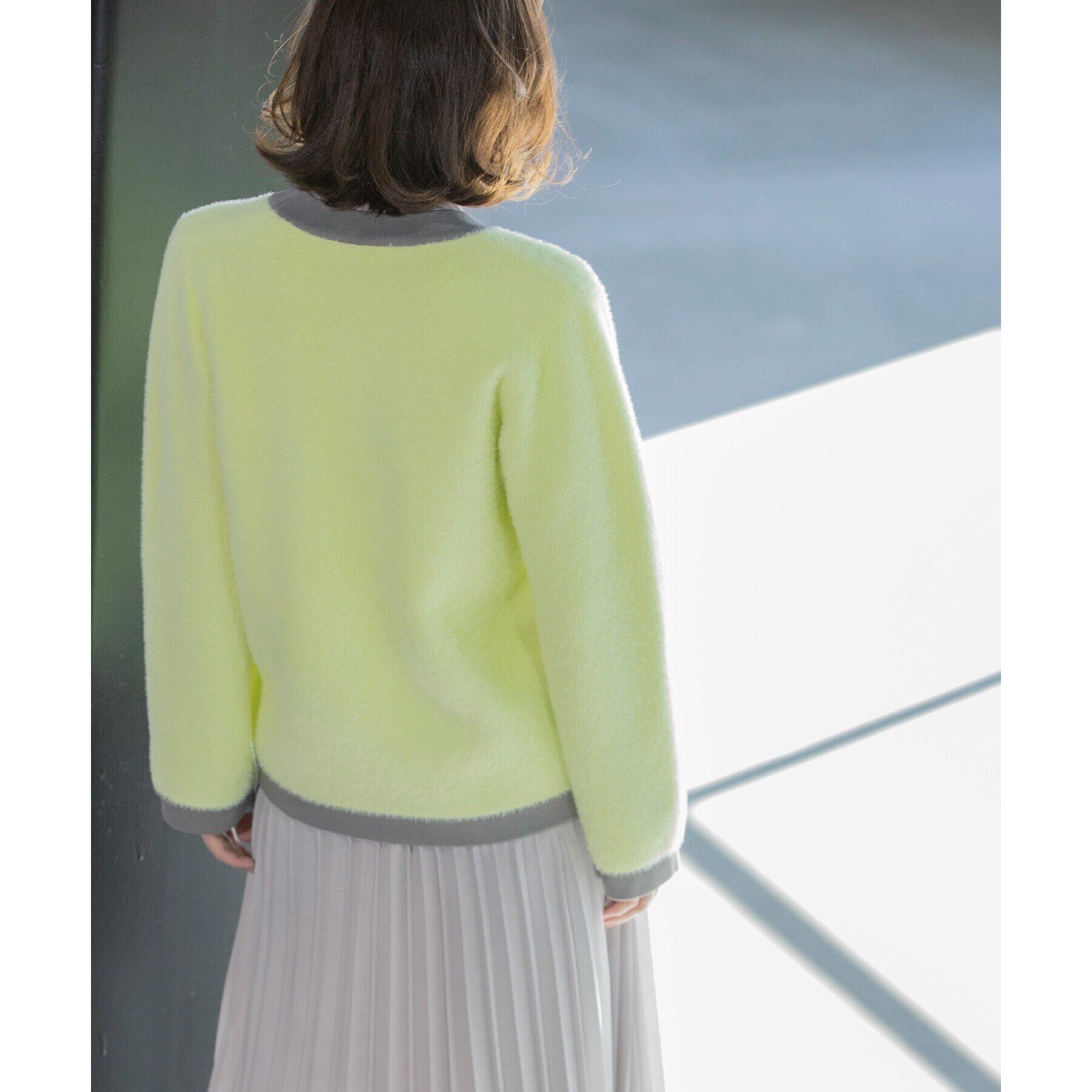 OPAQUE.CLIP「フェザーヤーン配色Vネックカーディガン【洗濯機洗い可】」|カーディガン|