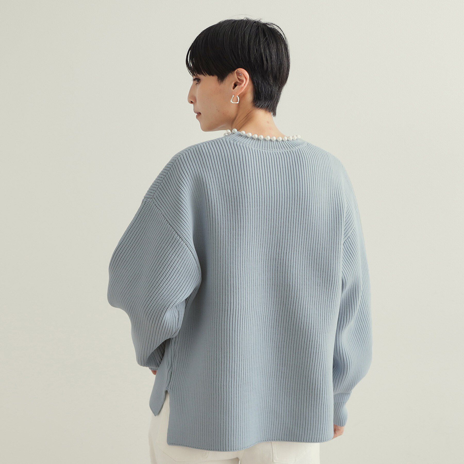 OPAQUE.CLIP「パール調ボタン付ニット【洗濯機洗い可/抗ピル】」|ニット・セーター|