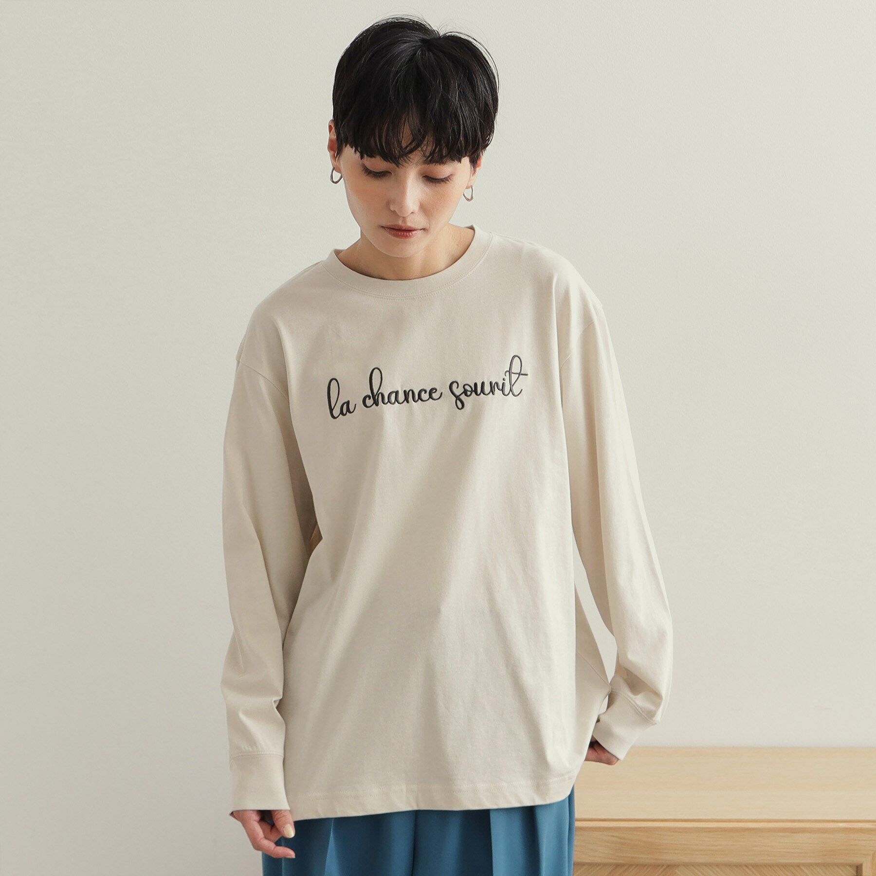 OPAQUE.CLIP「刺繍ロゴトップス【洗濯機洗い可】」|Tシャツ・カットソー|