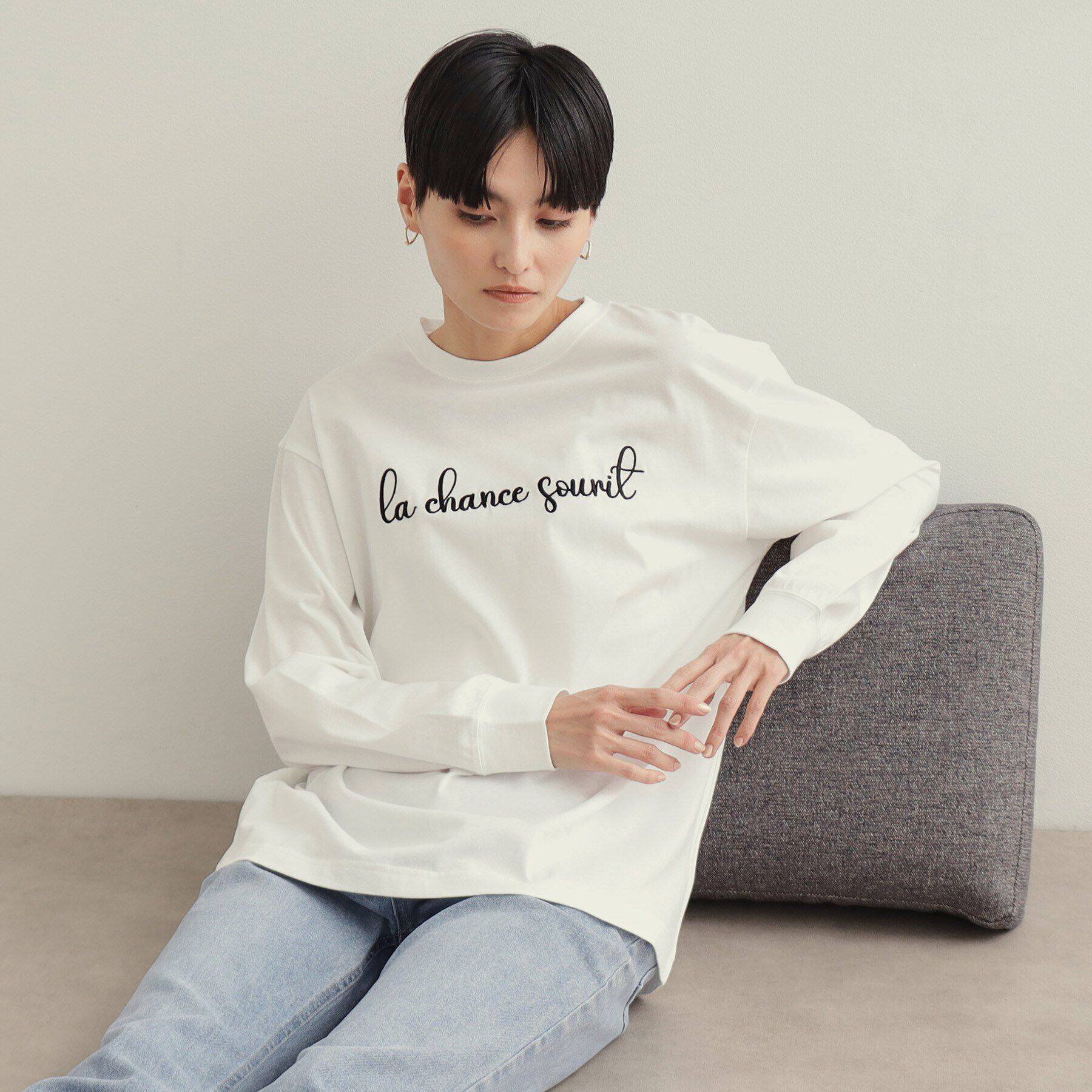 OPAQUE.CLIP「刺繍ロゴトップス【洗濯機洗い可】」|Tシャツ・カットソー|