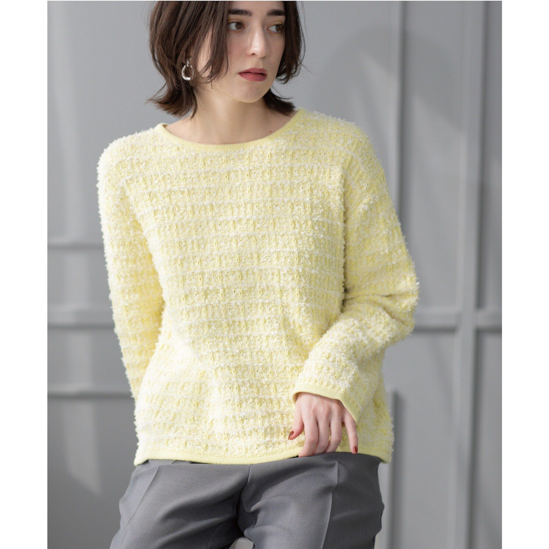 OPAQUE.CLIP「ツイードライクニット【洗濯機洗い可】」|ニット・セーター|