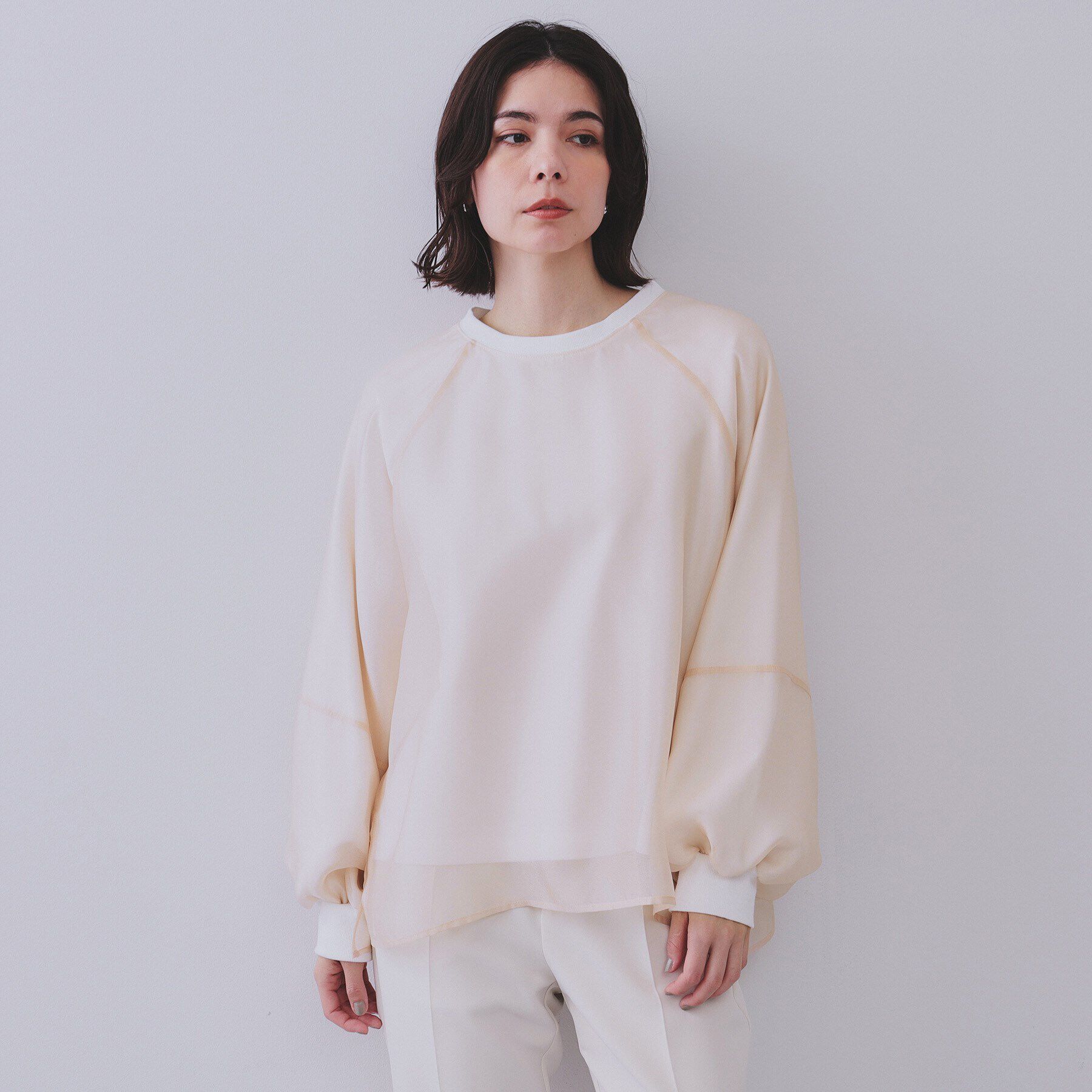 OPAQUE.CLIP「シアーレイヤード裏毛プルオーバー【洗濯機洗い可】」|Tシャツ・カットソー|