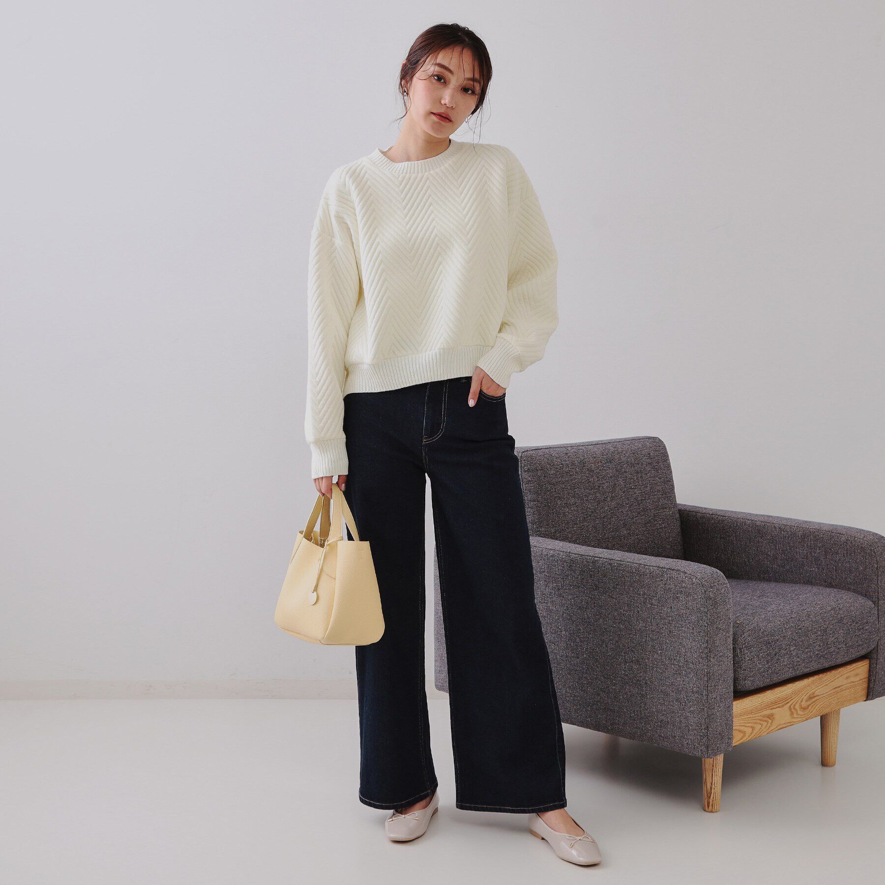 OPAQUE.CLIP「キルトジャカードトップス/セットアップ対応【洗濯機洗い可】」|Tシャツ・カットソー|