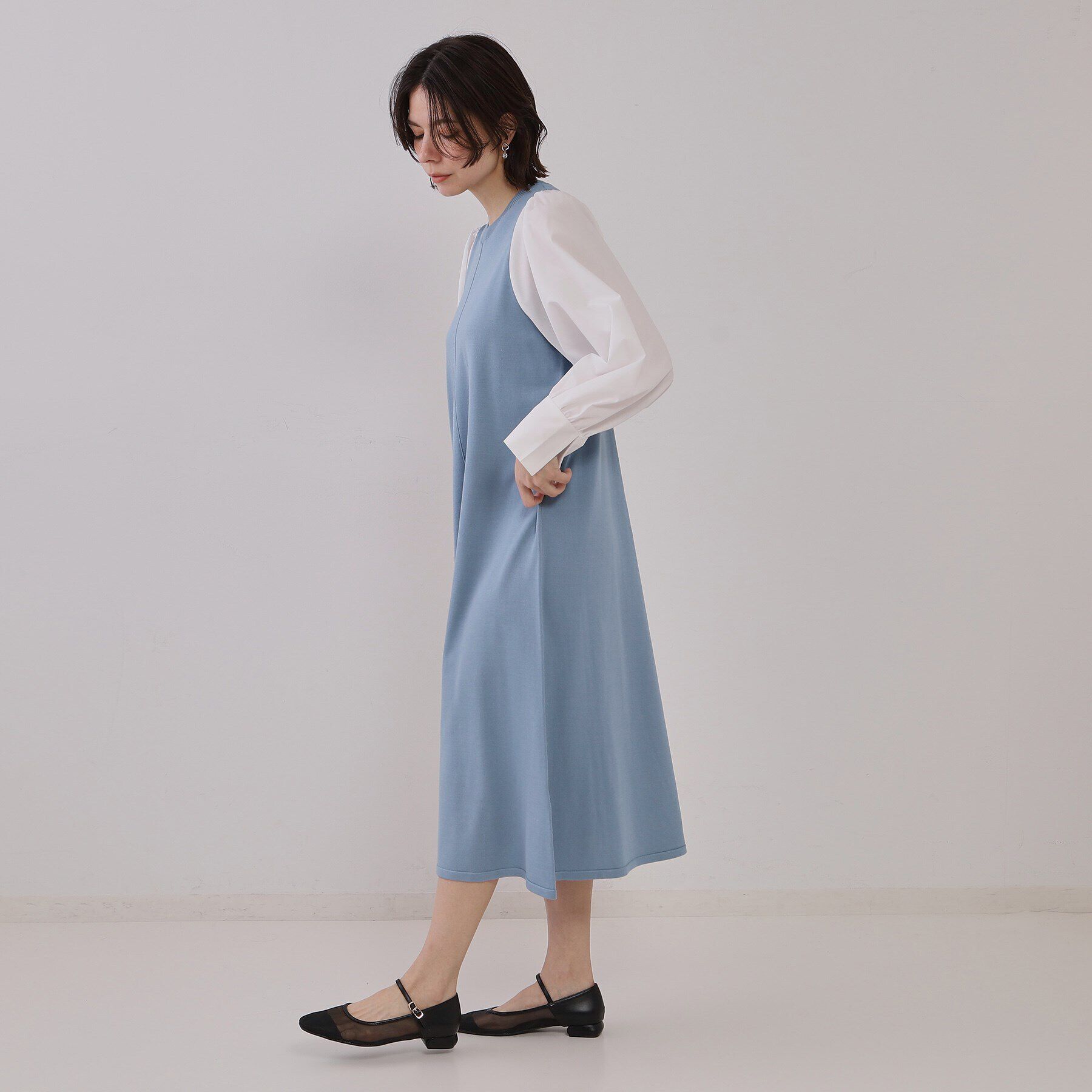OPAQUE.CLIP「フハクスリーブニットワンピース【洗える】」|ワンピース|