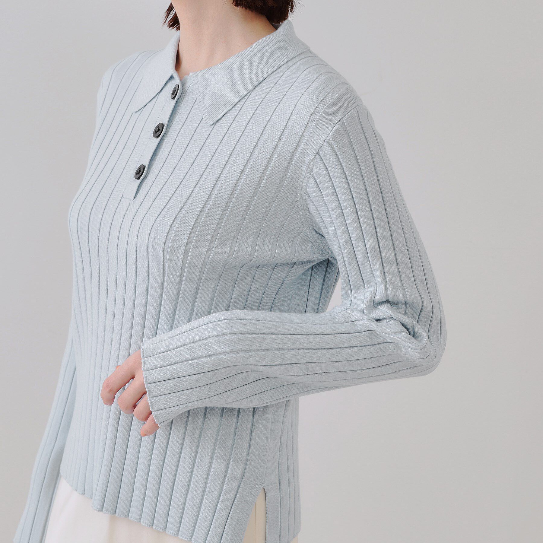 OPAQUE.CLIP「ワイドリブポロニット【洗濯機洗い可】」|ニット・セーター|