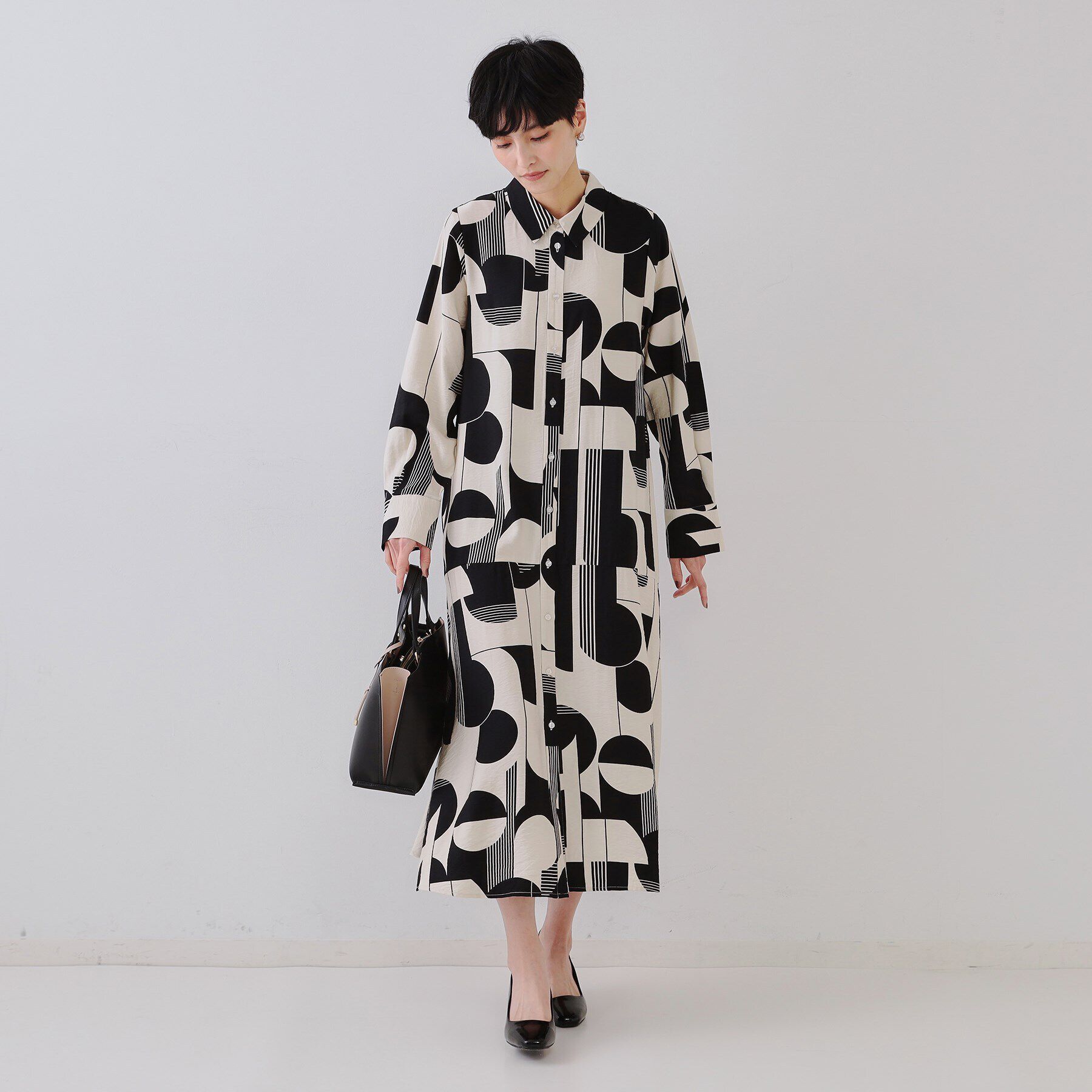OPAQUE.CLIP「ジオメトリックプリントワンピース」|ワンピース|