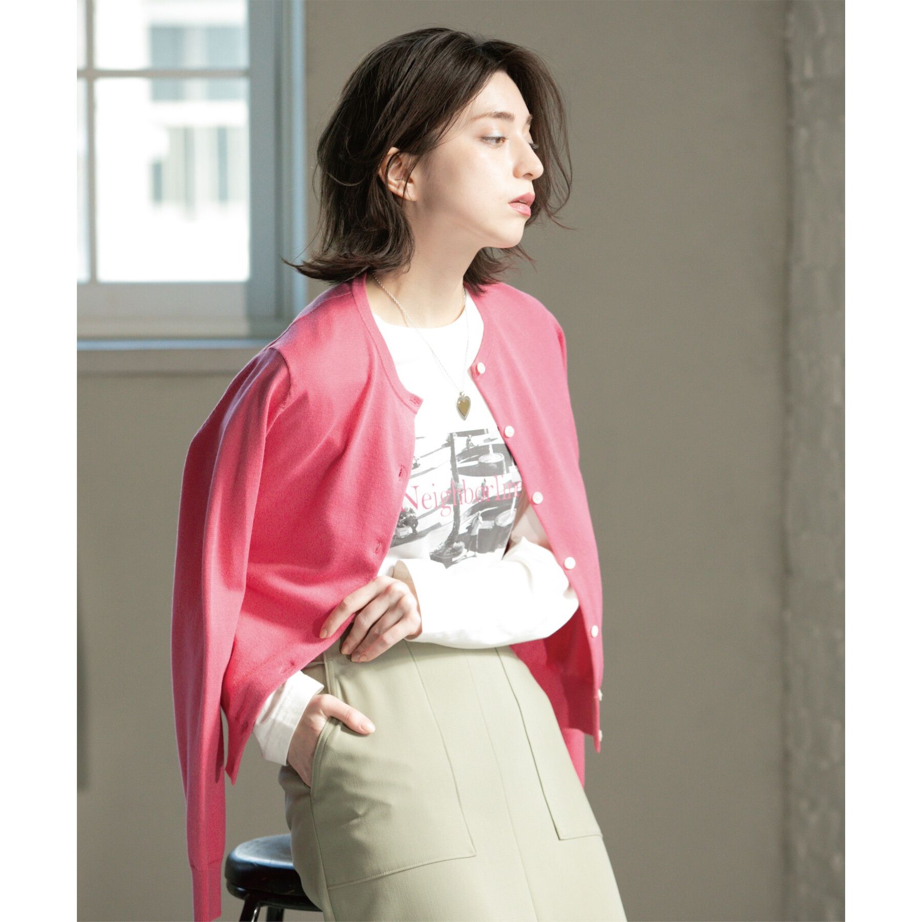 OPAQUE.CLIP「クルーネックニットカーディガン/オーガニックコットン混【UV/洗濯機洗い可】」|カーディガン|