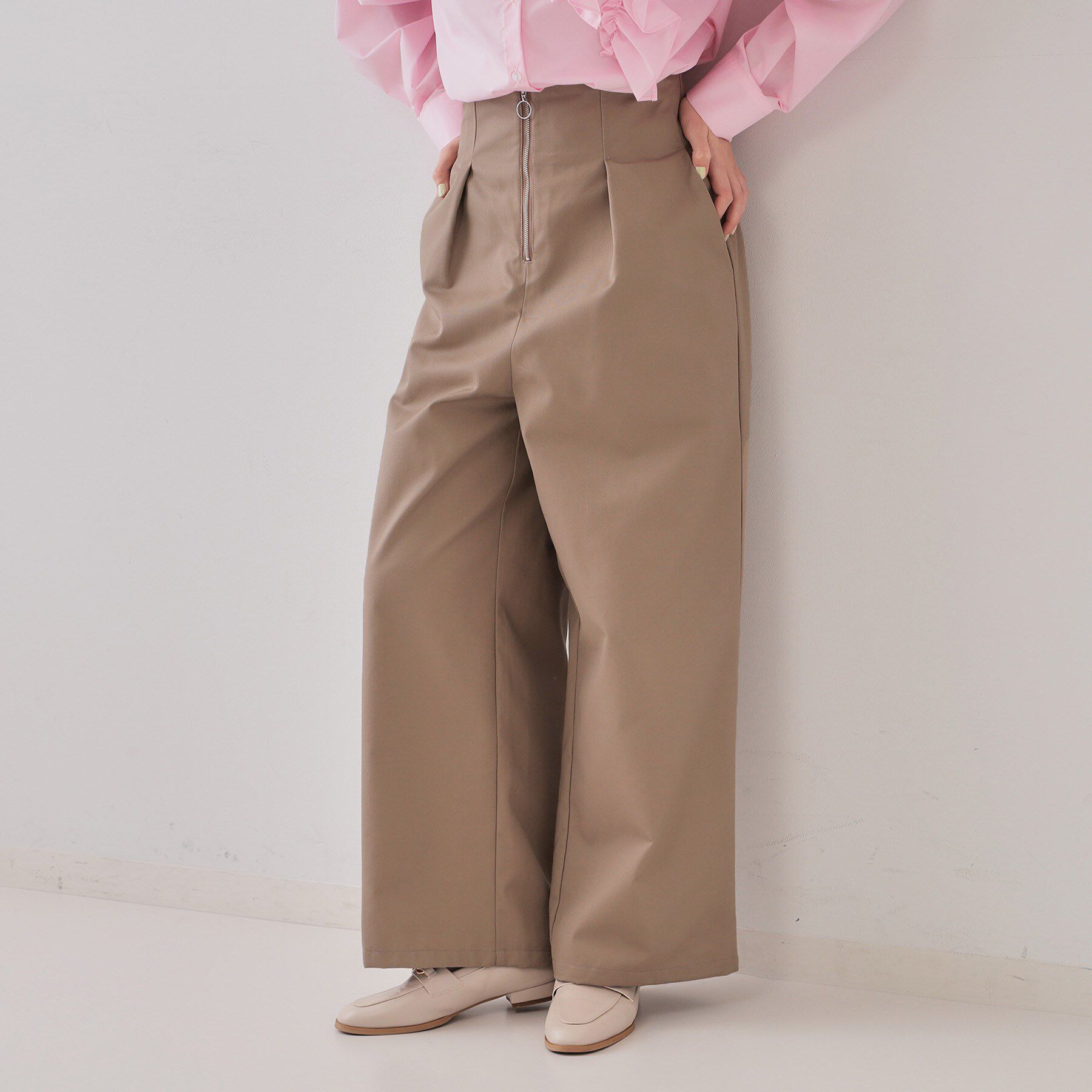 OPAQUE.CLIP「ハイウエストフロントZIPワイドパンツ【洗濯機洗い可】」|その他|