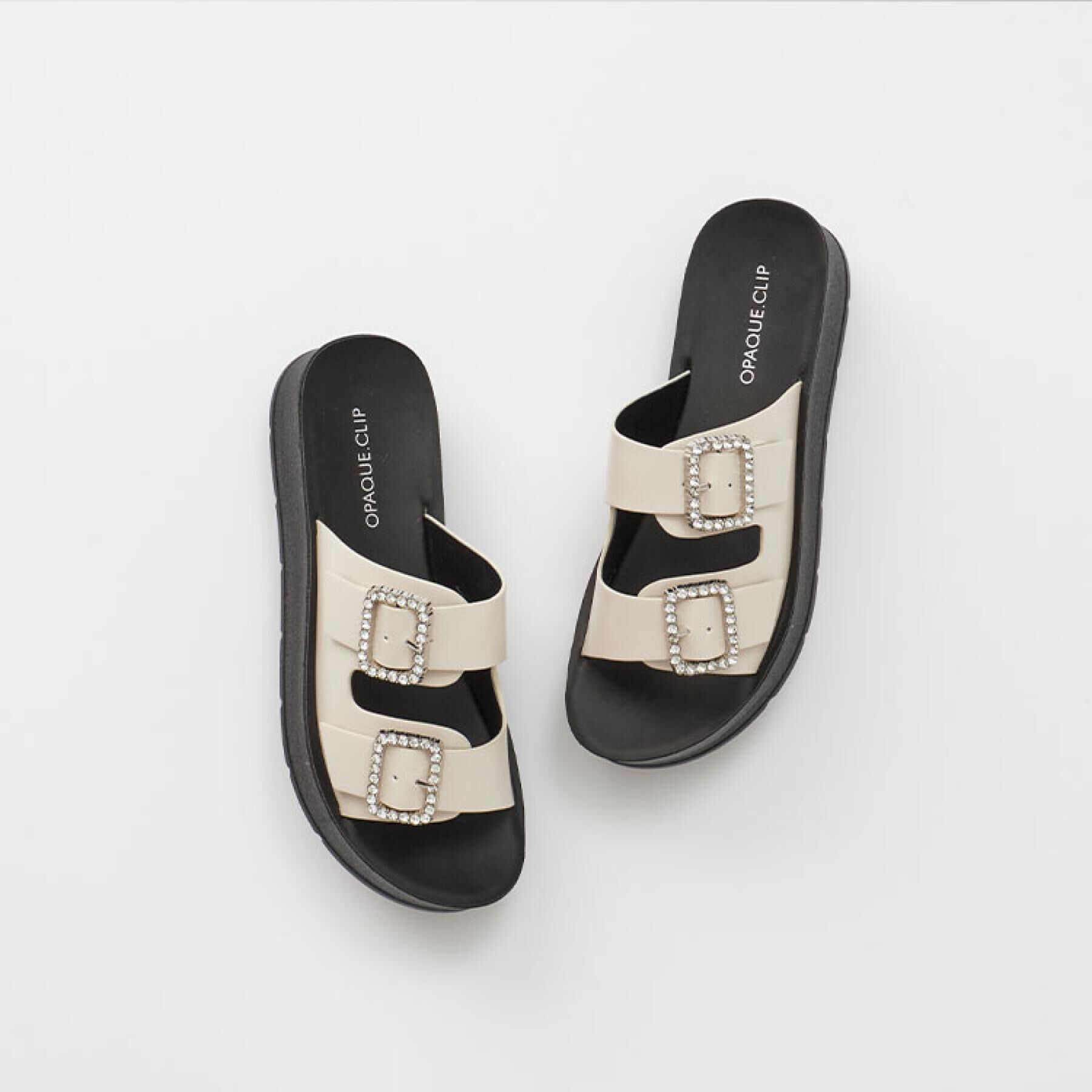 OPAQUE.CLIP「ビジューバックルダブルベルトサンダル」|サンダル|