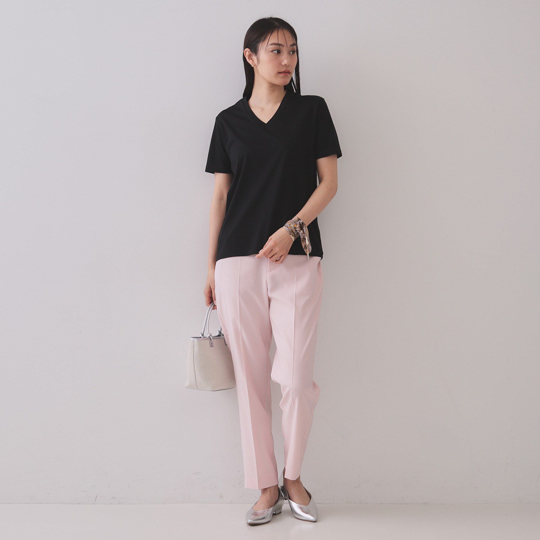 OPAQUE.CLIP「《5色展開/SS-LLサイズ》VネックベーシックTシャツ【接触冷感/洗濯機洗い可】」|Tシャツ・カットソー|