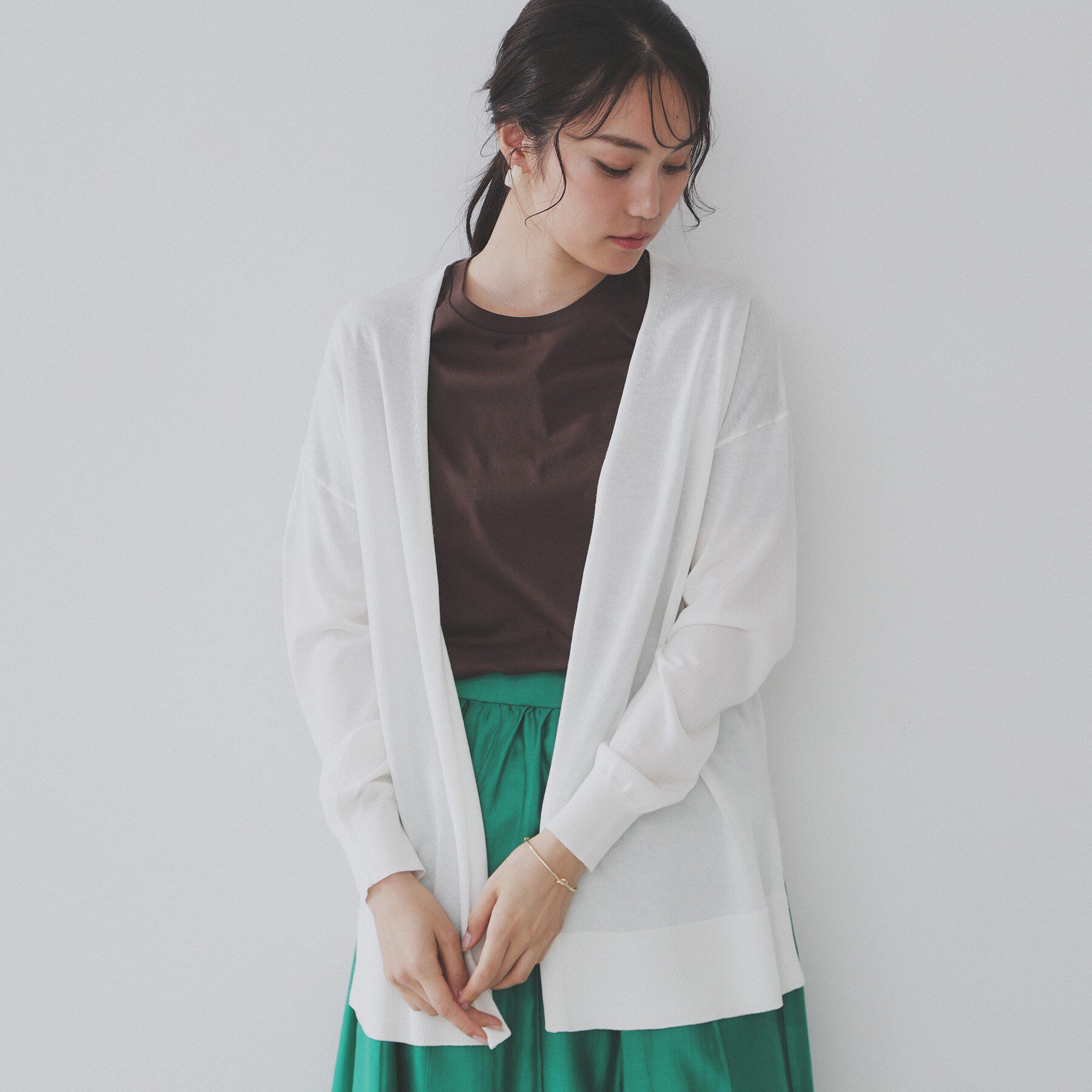 OPAQUE.CLIP「ミドル丈ニットカーディガン【抗ピル/洗濯機洗い可/接触冷感】」|カーディガン|