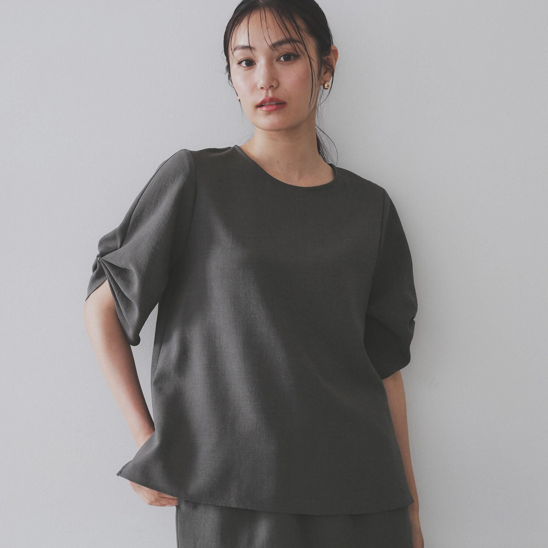 OPAQUE.CLIP「リネンライクタックスリーブブラウス【洗濯機洗い可/吸水速乾/接触冷感】」|シャツ・ブラウス|