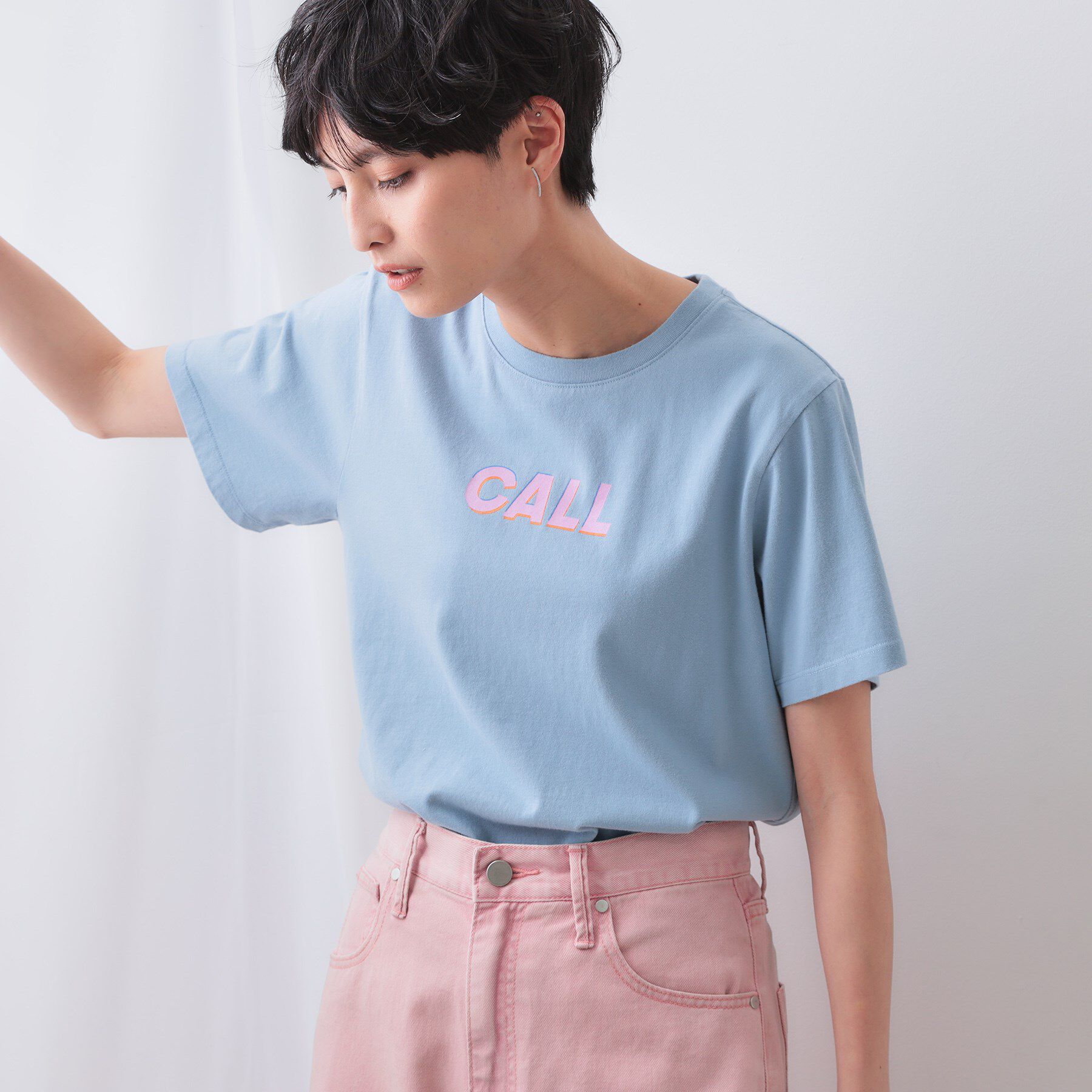 OPAQUE.CLIP「カラーロゴTシャツ【洗濯機洗い可】」|Tシャツ・カットソー|ブルー(091)