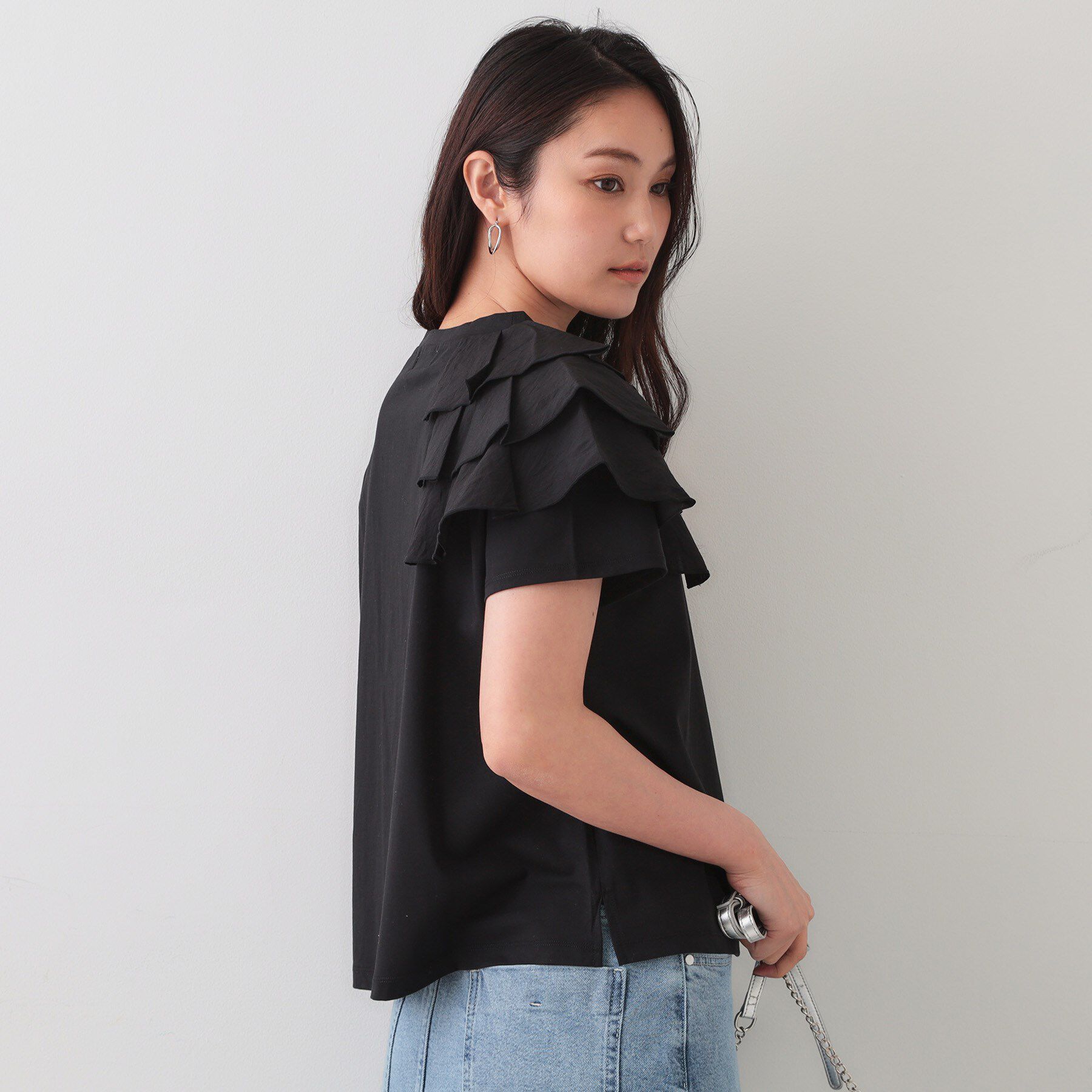 OPAQUE.CLIP「ショルダーフリルドッキングカットソー【UV/接触冷感/洗濯機洗い可】」|Tシャツ・カットソー|